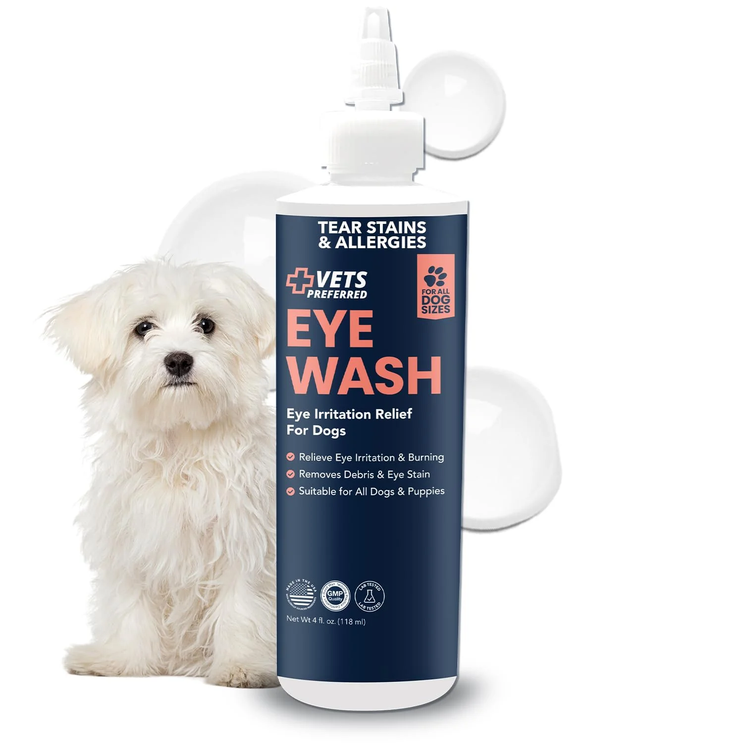 Reliable Vets Preferred Eye Cleaner for Dogs – Gentle Dog Eye Wash Drops for Tear Stains Infections 4 Oz First-Class