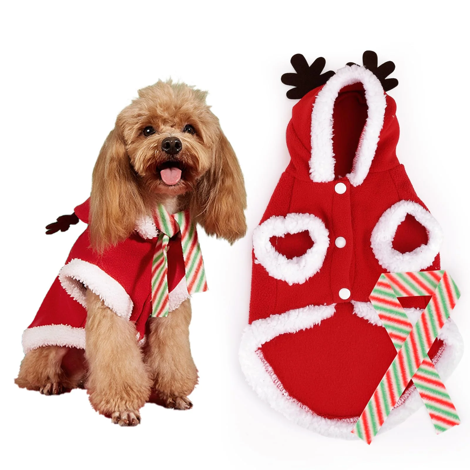 Advanced HOWWFALY Dog Christmas Costumes Reindeer Elk Poncho Cozy Fleece Coat XX-Large Casual