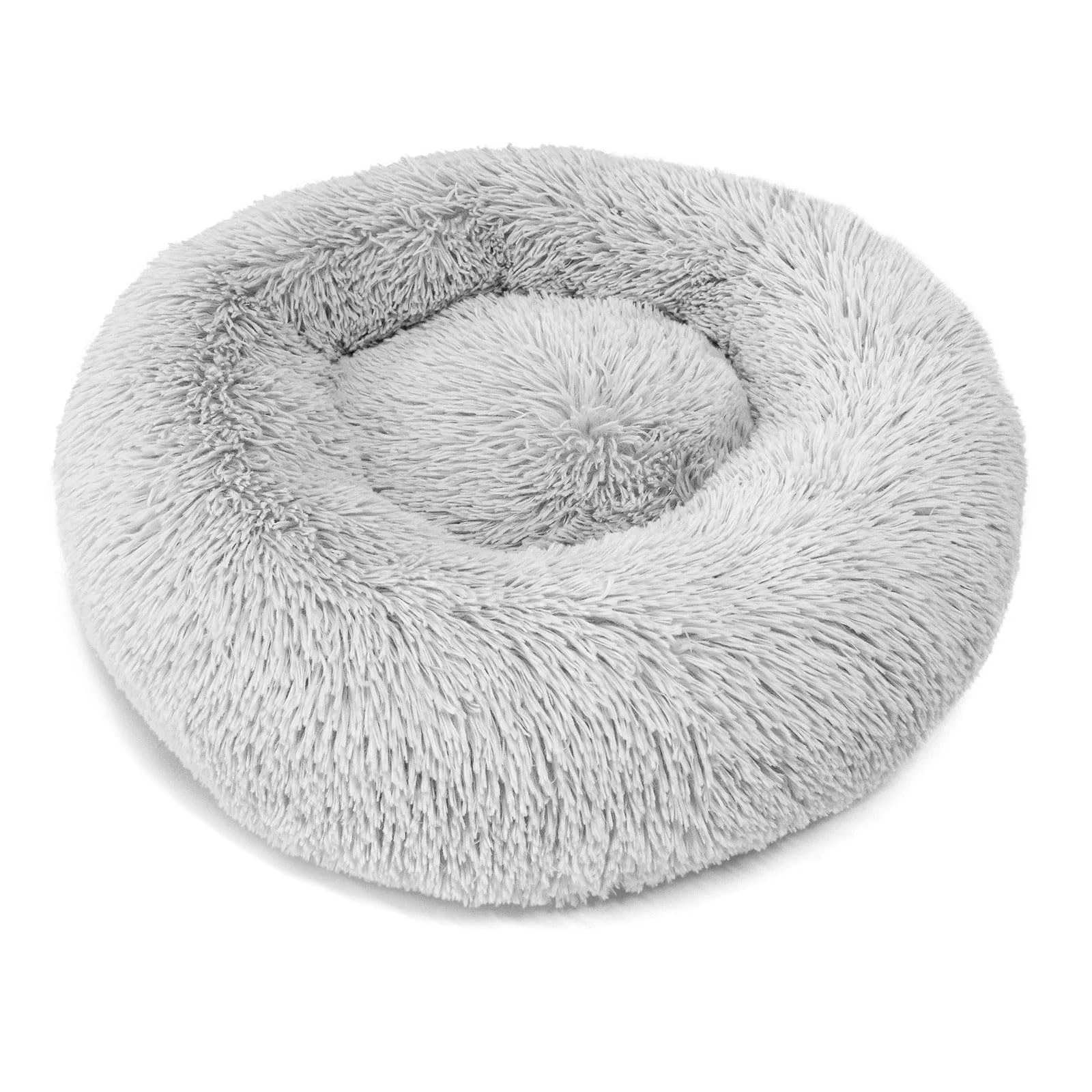 Superior Qinxuepet 21.5in Calming Donut Bed for Dogs Cats – Washable Round Plush Bed with Anti-Slip Base Light Grey Efficient
