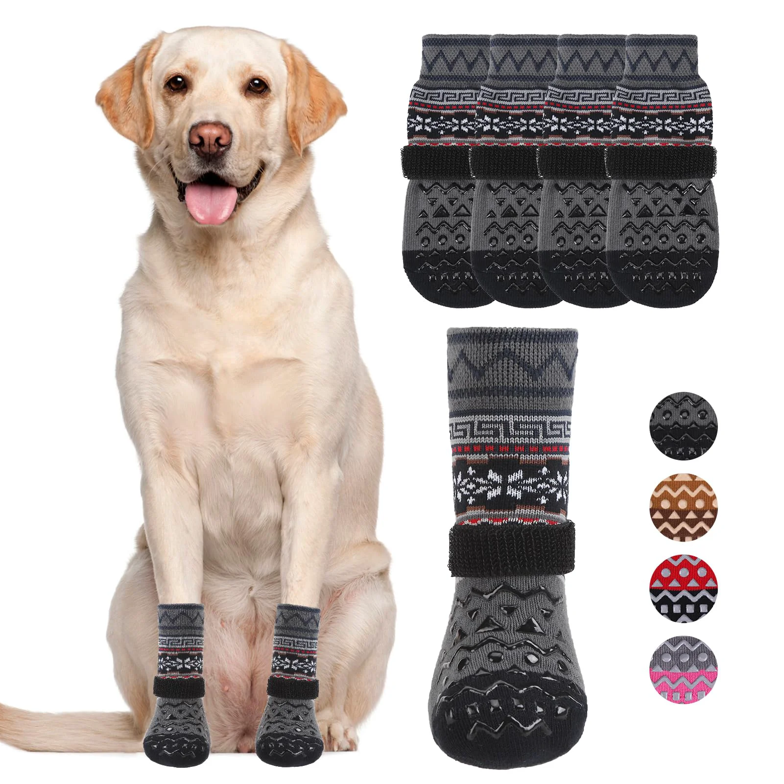 Convenient KOOLTAIL Dog Socks – Non-Slip Warm Paw Protectors for Hardwood Floors Environmentally Friendly