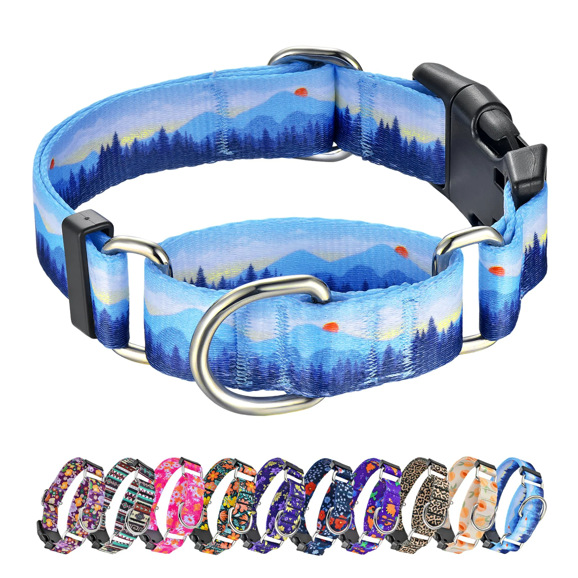 Verified Hikiko Martingale Collar for Dogs – Soft Nylon No-Pull Adjustable Safe Buckle Solid