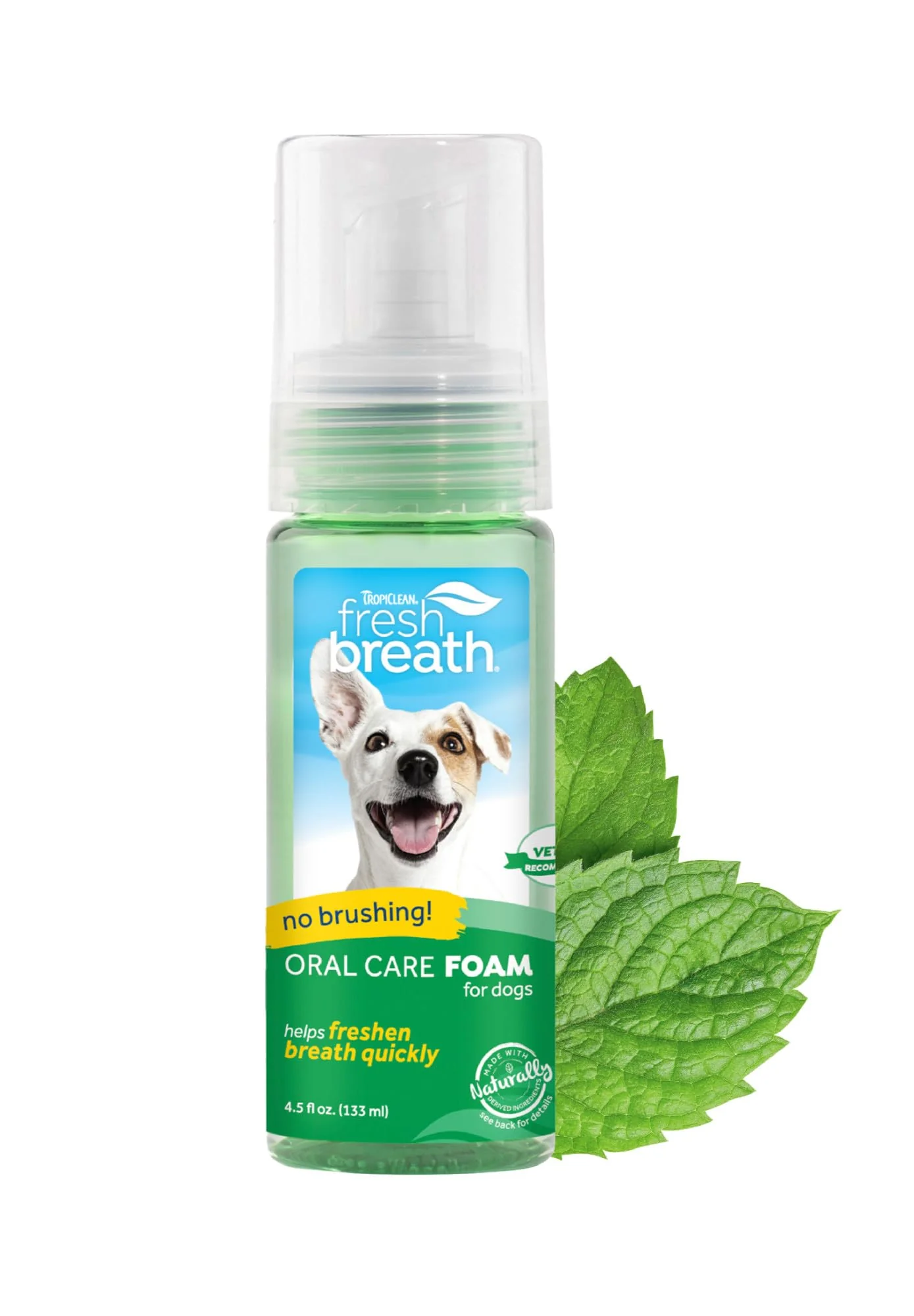 Authentic TropiClean Fresh Breath Dental Foam Spray for Dogs Cats Quick Breath Freshener Teeth Cleaning Solution Made in USA 4.5oz Fine Crafted