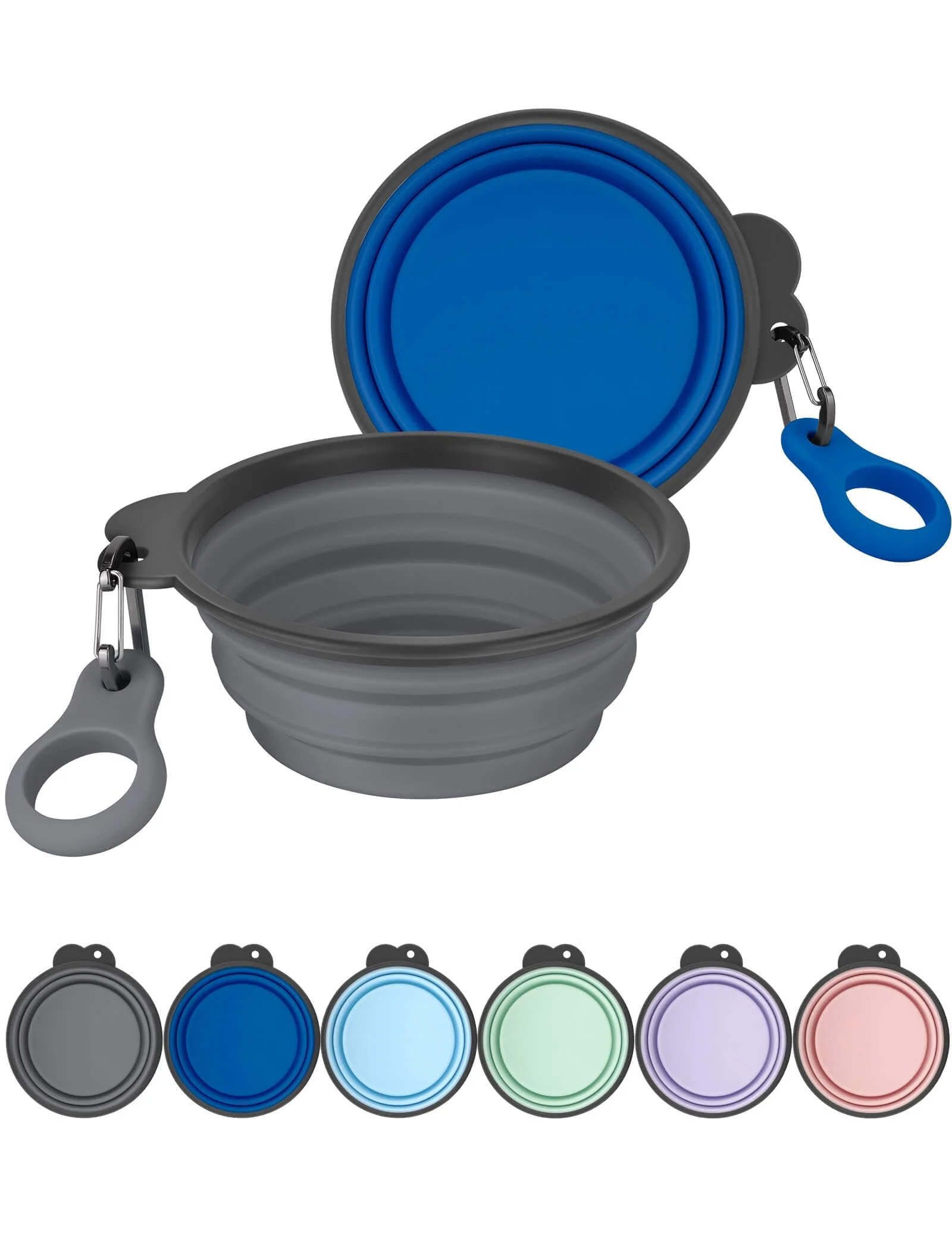 Breathable AONKEY Collapsible Dog Bowls with Bottle Carrier — 2 Pack Travel Water Bowls 37oz Pure
