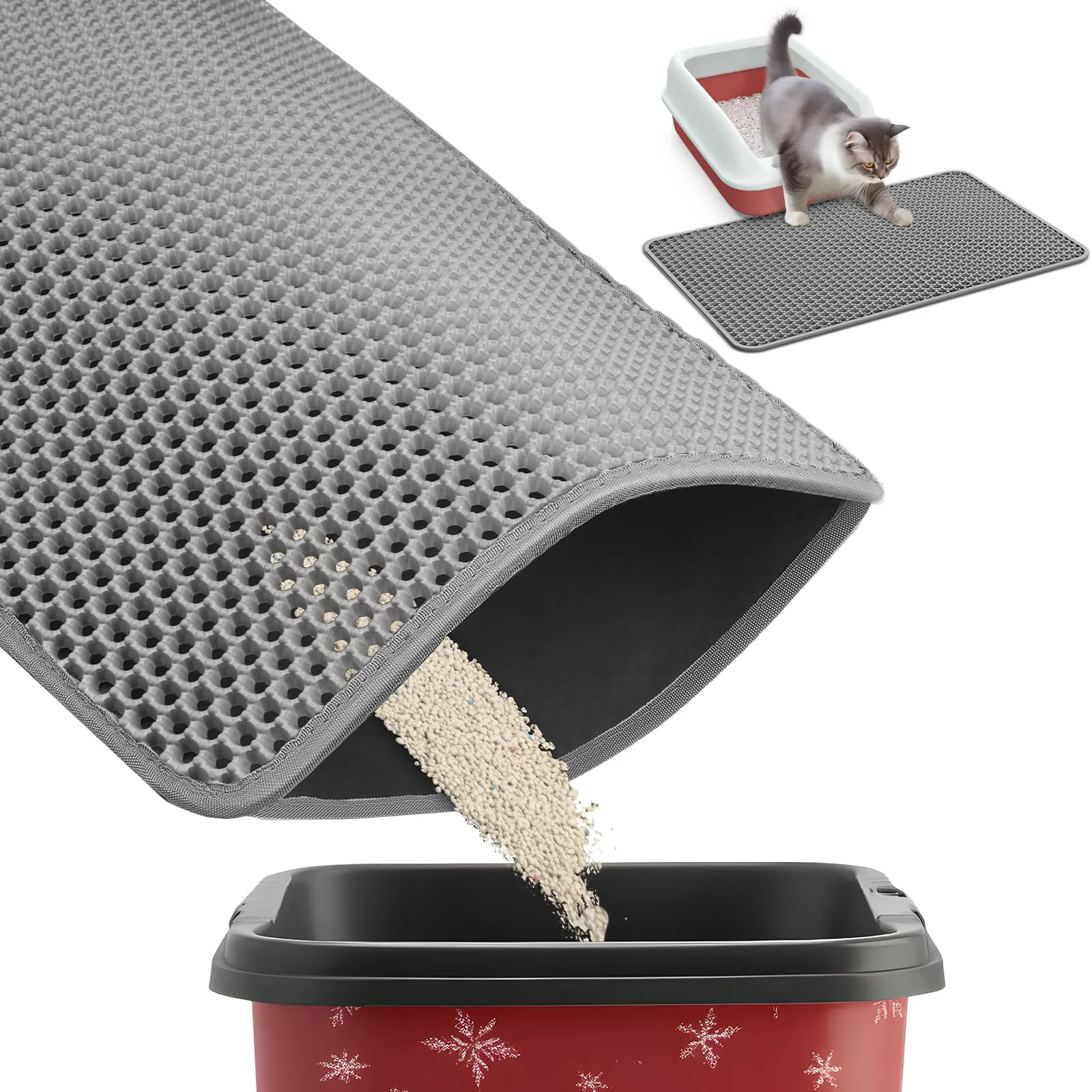 Contemporary Powools 27×19 Cat Litter Mat Ultra-Large Double-Layer Urine-Proof Non-Slip Sophisticated