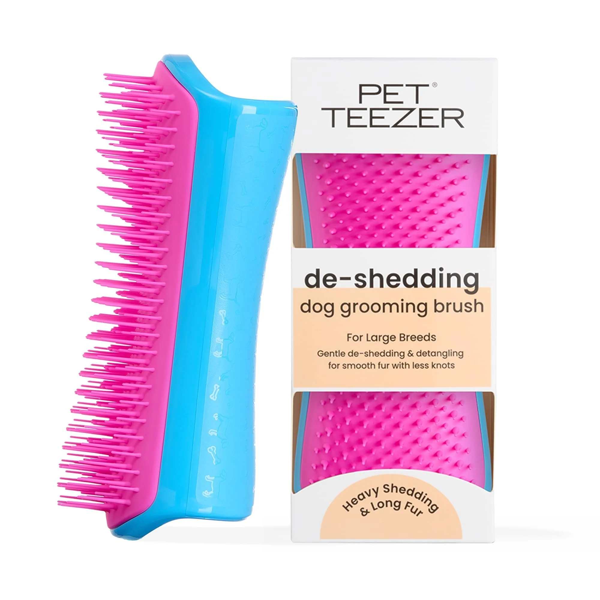 Solid Pet Teezer De-Shedding Dog Brush by Tangle Teezer Long-Haired Double-Coated Dogs Durable