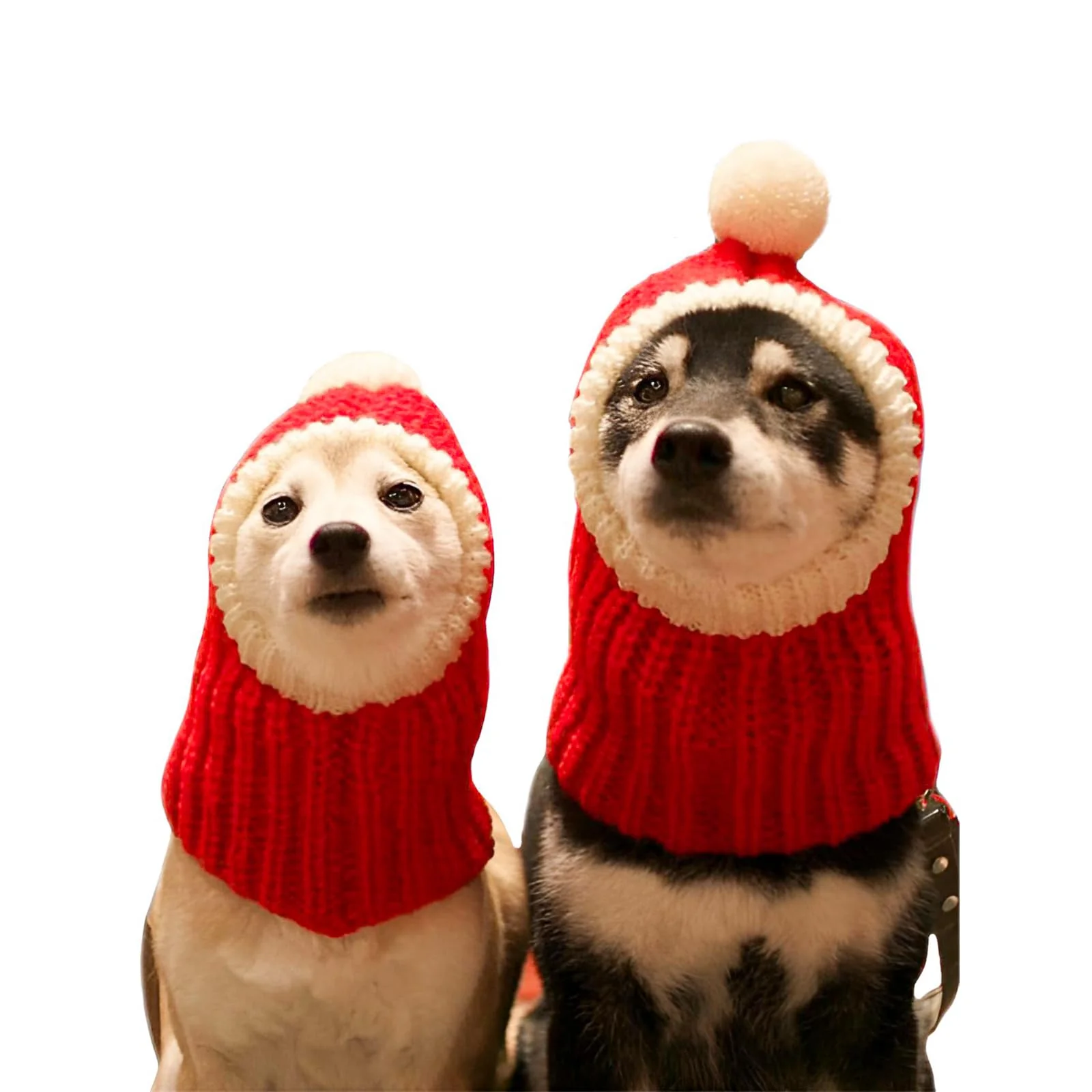 Traditional NACOCO Christmas Dog Hat Crocheted Snood with Pompon – Red Green Knit Warm Winter Headwear M Contemporary