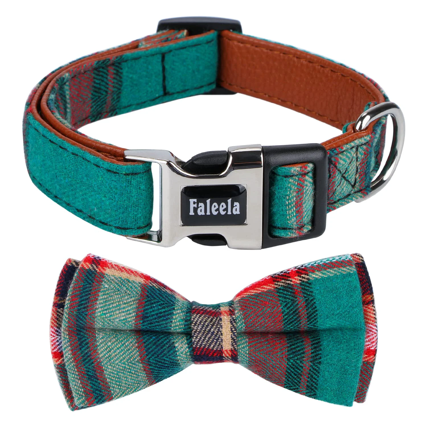Relaxed Faleela Cute Soft Christmas Dog Collar with Bow Detachable Bowtie Collar for Small to Large Dogs Natural
