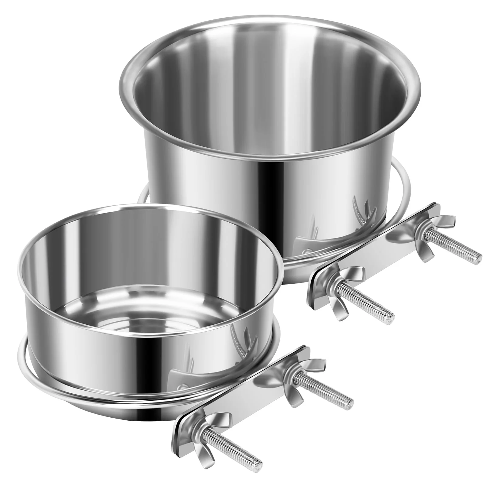 Healthy Yummy Sam 2 Pcs Stainless Steel Anti-Spill Pet Bowls for Crates – Food Water Feeder for Small Dogs Cats Long-Lasting