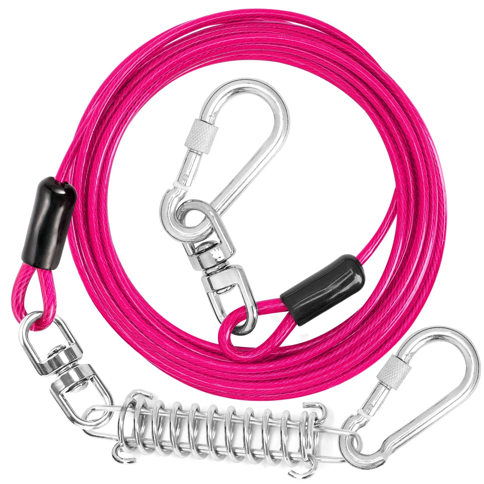 Trendy jenico Dog Tie Out Cable — Heavy-Duty Run Tether 10–150 ft with Swivel Hook and Shock Spring Soft