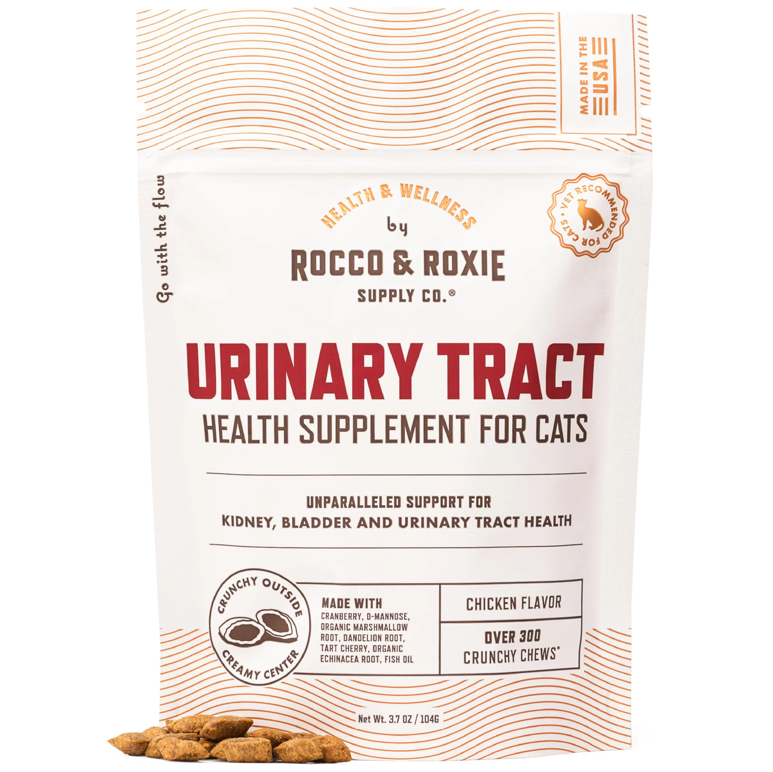 Crafted Rocco Roxie Cat Urinary Tract Health Supplement – Cranberry D-Mannose Chicken Flavored Chews USA Made Original