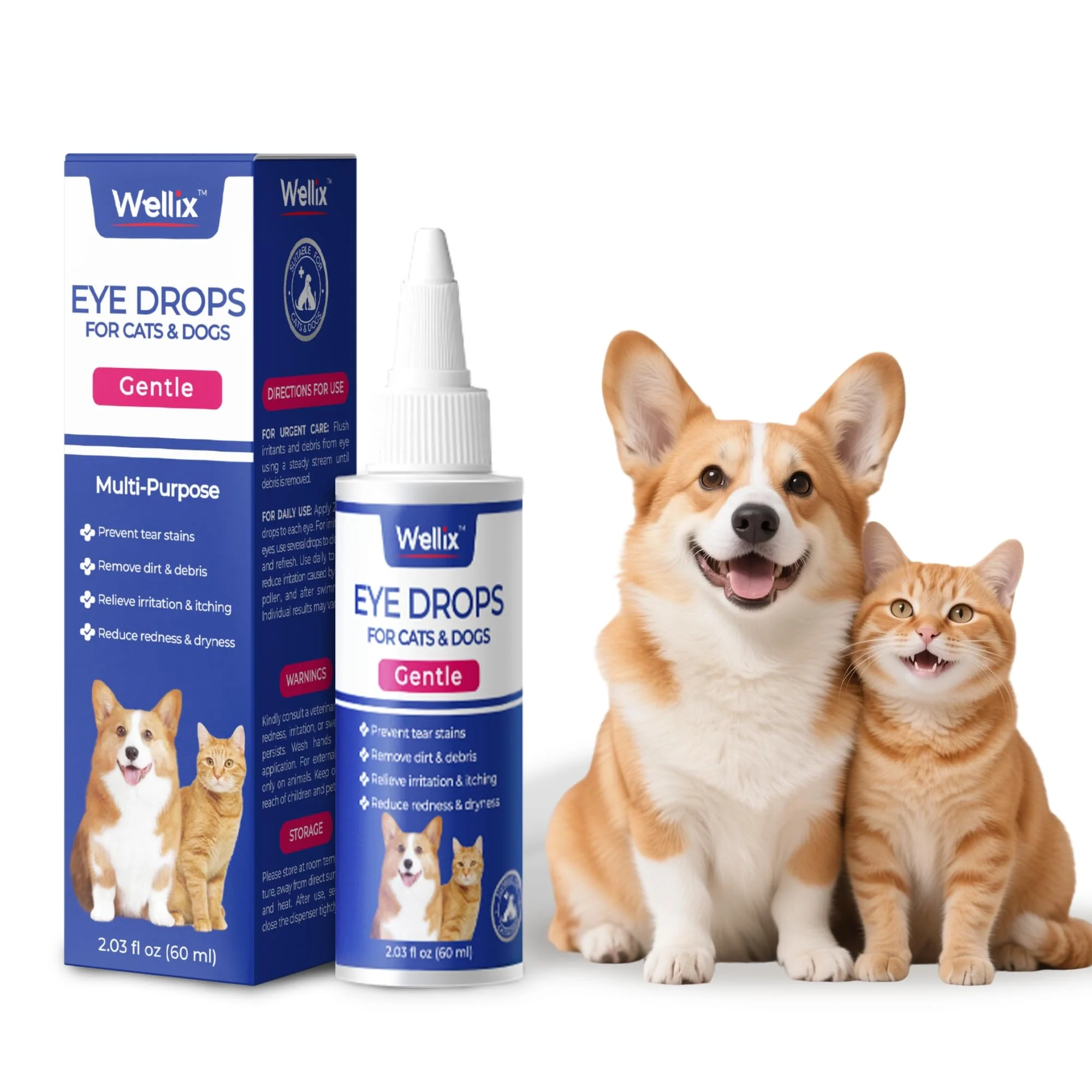 Sustainable Wellix PET Eye Drops for Dogs Cats Gentle Daily Eye Care Tear Stain Support Optimized