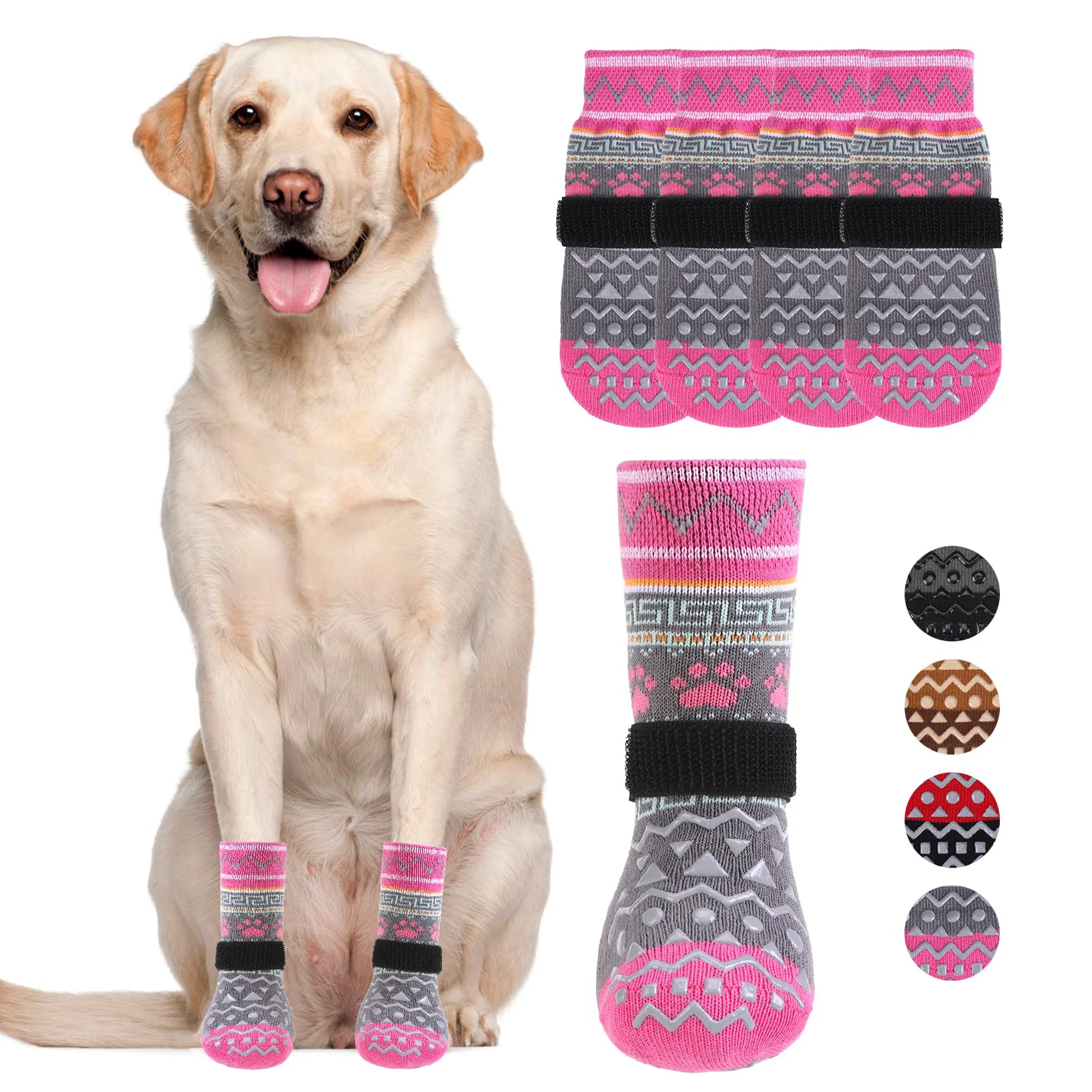 High-Quality KOOLTAIL Dog Socks – Anti-Slip Paw Protectors for Hardwood Floors Pink S First-Class