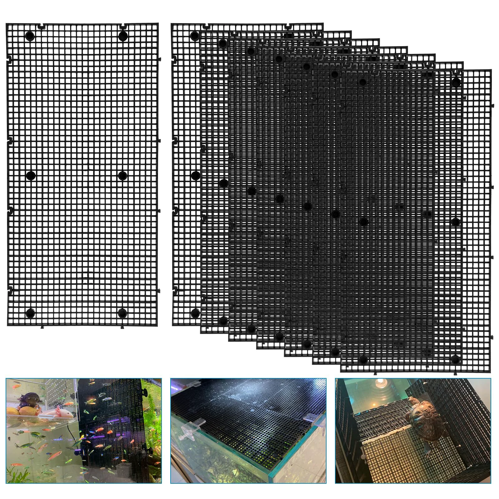 Quality Weramics Plastic Egg Crate Aquarium Divider Kit — 8pcs 11.8×5.9 in Black with 0.15 in Holes Selected