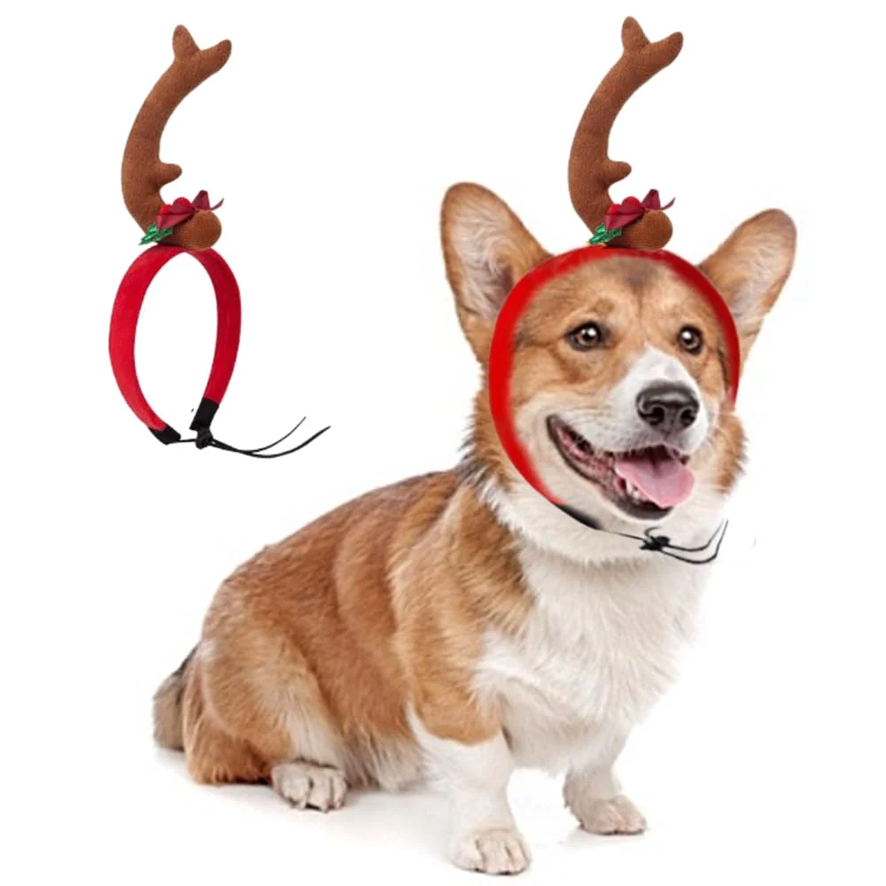 Professional ANIAC Dog Antlers Headband – Christmas Reindeer Costume for Dogs Healthy