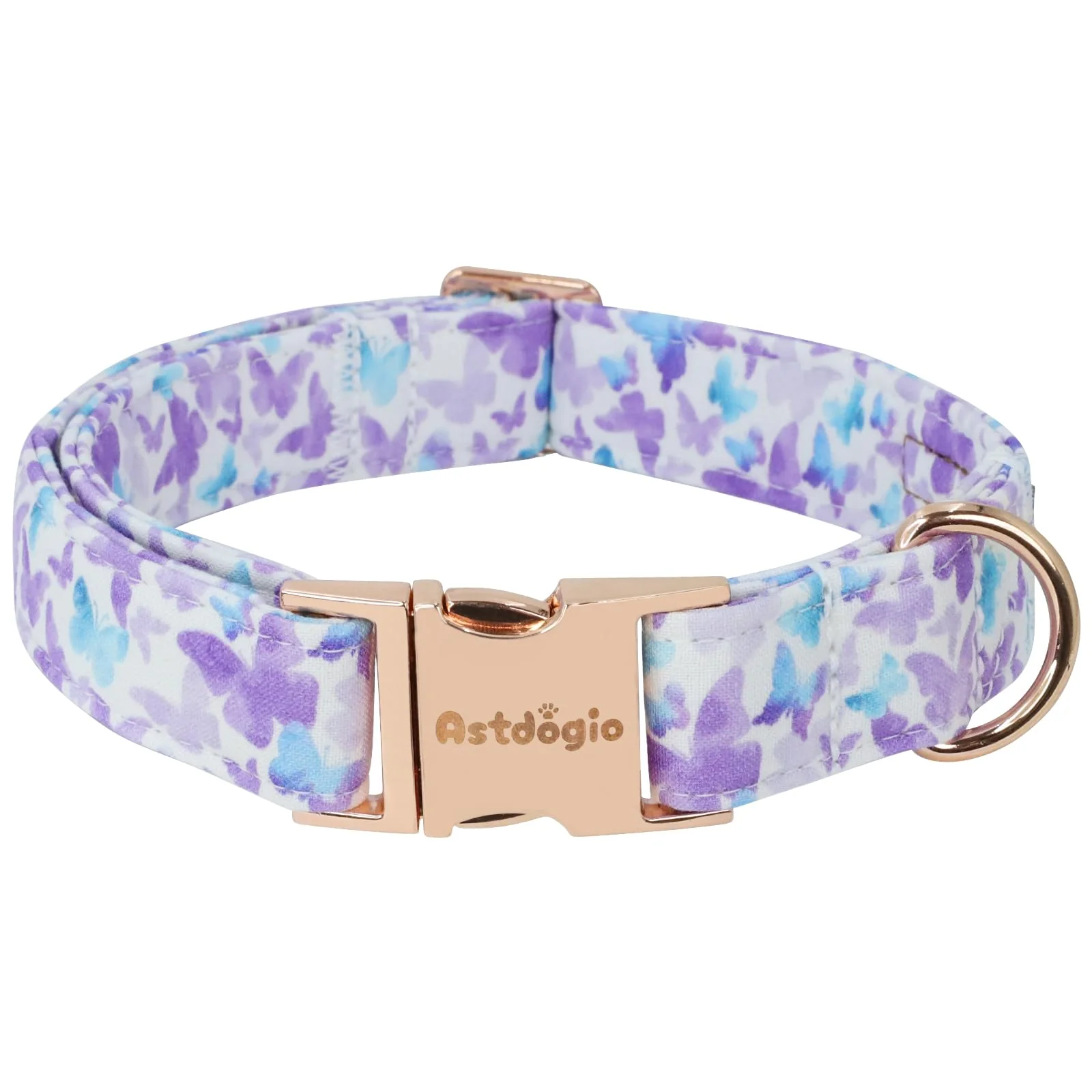 Astdogio Elegant Butterfly Dog Collar – Purple-Blue Gradient Adjustable Cotton Collar for Dogs Reusable