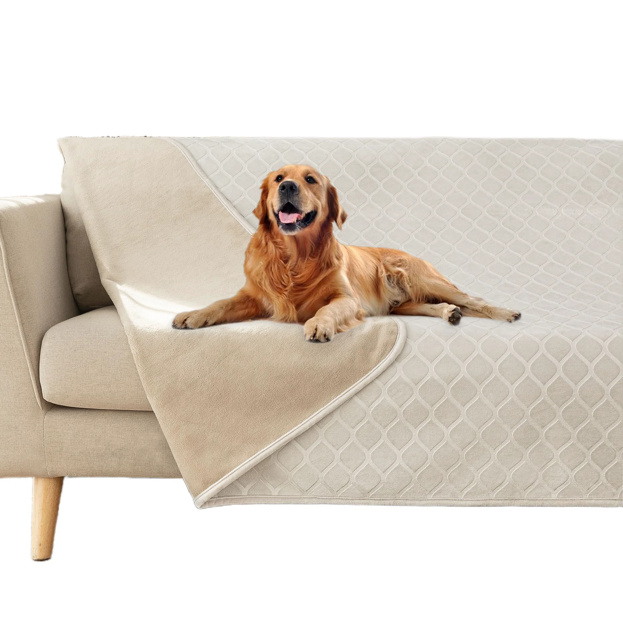 Exceptional fuguitex Waterproof Dog Blanket Bed Cover – Plush Moroccan Velvet 40×60 in Cream Beige High-Grade