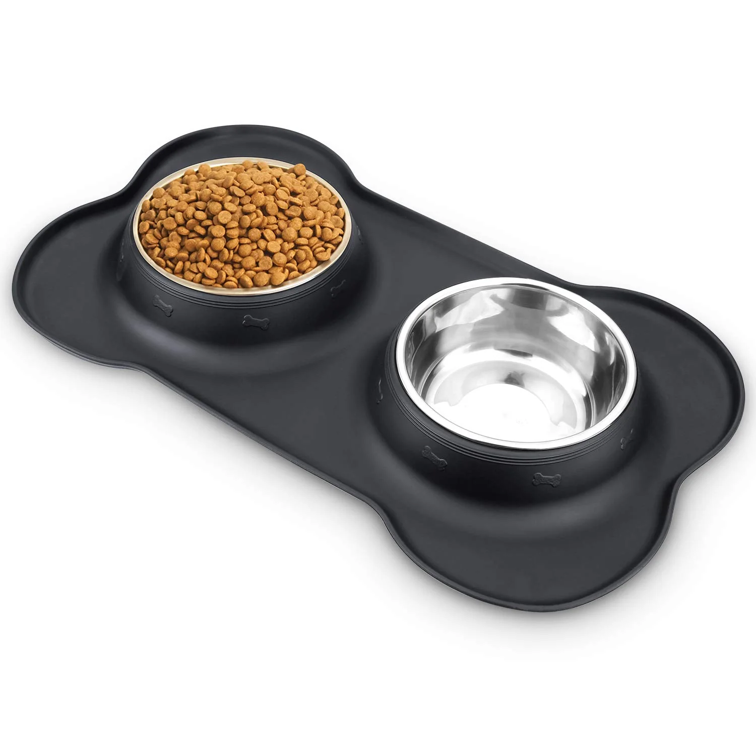 Contemporary AsFrost Stainless Steel Dog Bowls with No-Spill Non-Skid Mat – 12oz Specialty
