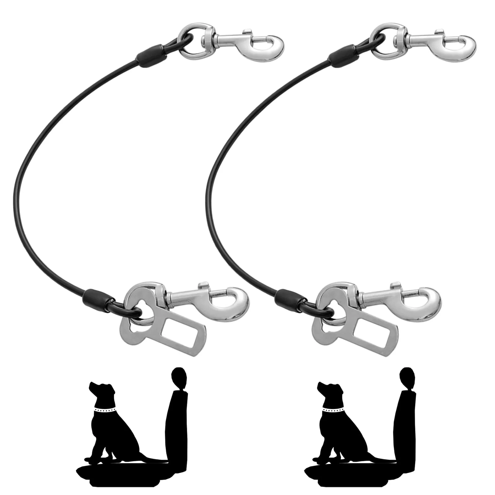 Smooth Mi Metty Dog Seat Belt Harness for Car – 2-Pack Chew-Proof Coated Wire Leash 24in 60cm Official