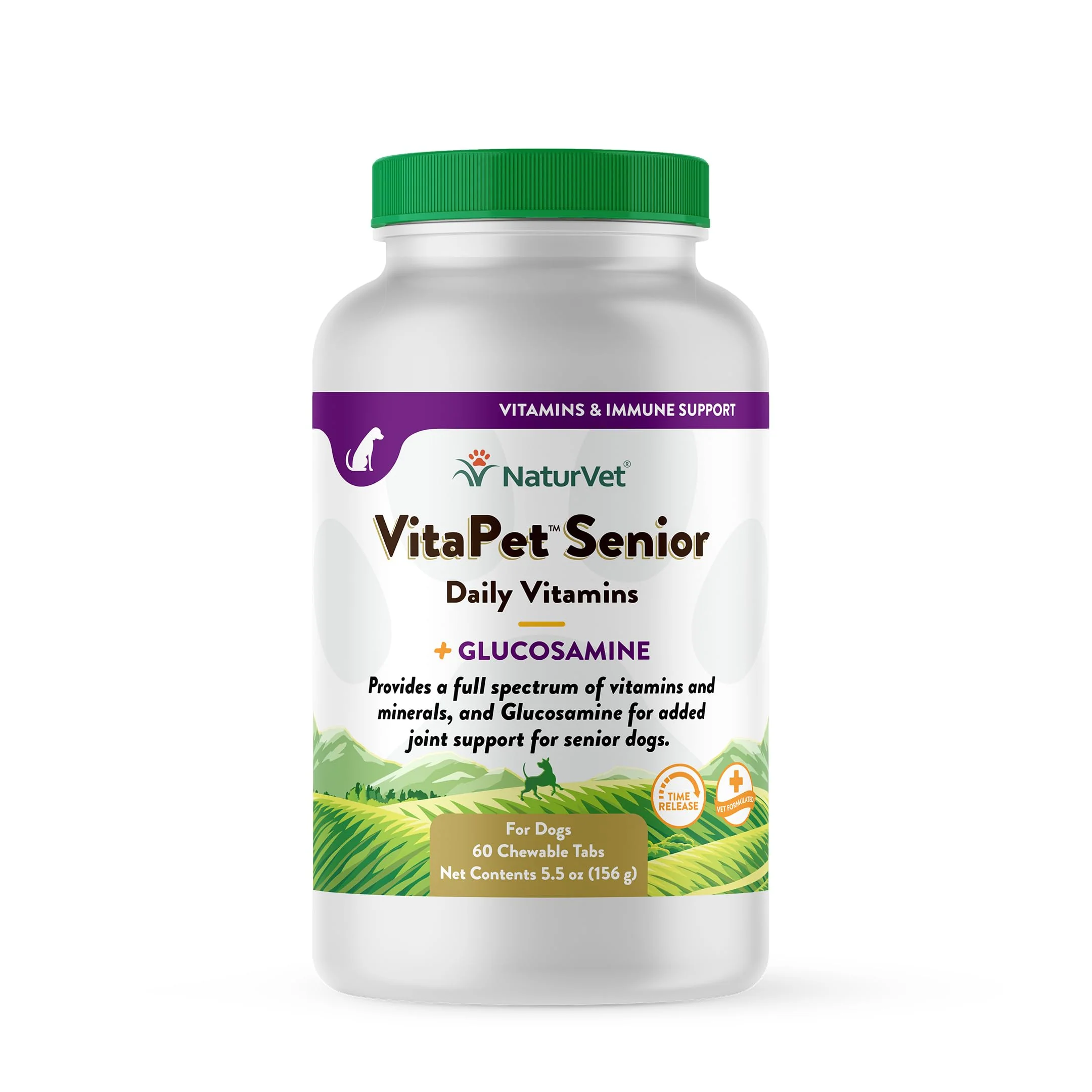 Refined NaturVet VitaPet Senior Daily Vitamins for Dogs – Glucosamine-Enhanced Joint Support 60 Time-Release Tablets Premium Material