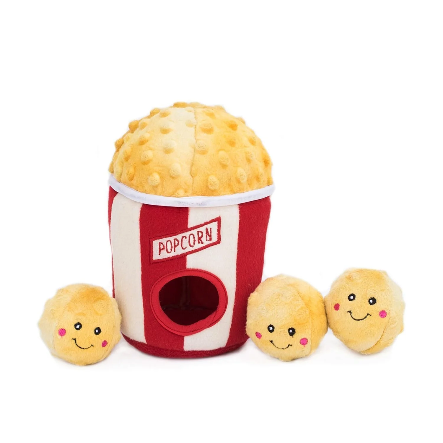 Versatile ZippyPaws Burrow Popcorn Bucket — Interactive Hide Seek Plush Toy for Small Medium Dogs Detailed