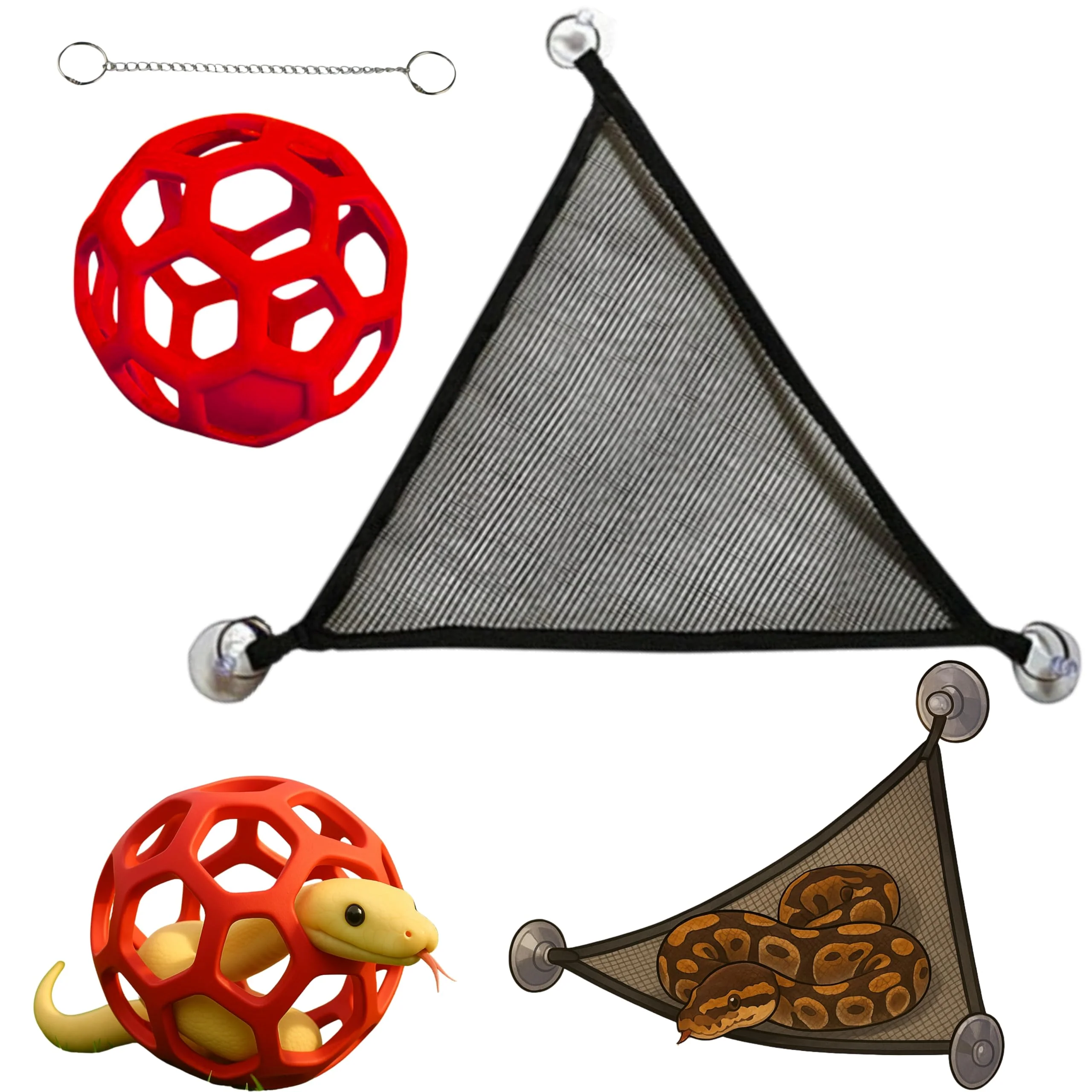 Practical Homedy Crafts Snake Enrichment Ball with Hammock – Jungle Gym Ball for Small Ball Pythons Reptiles Responsible