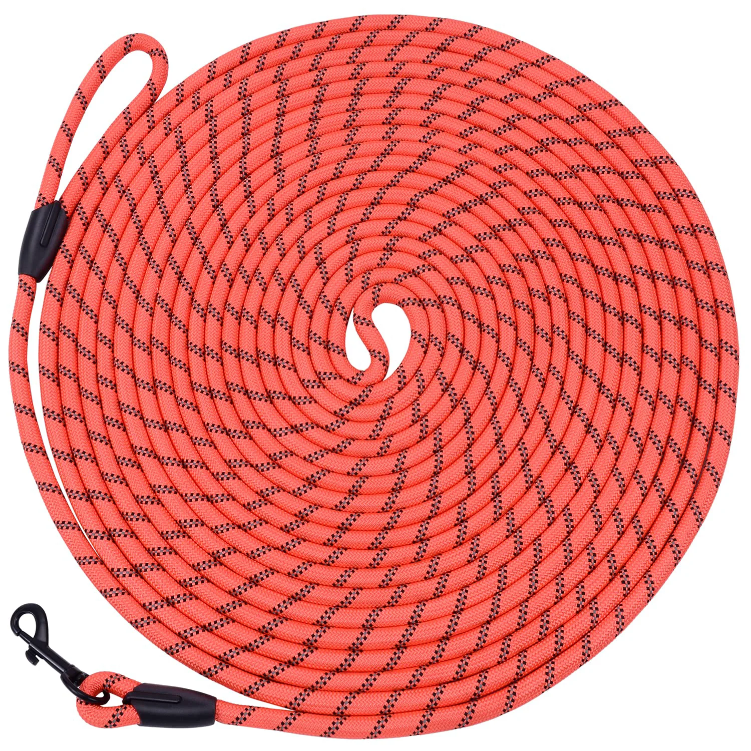 Easy-to-Use Hi Kiss 20ft Long Dog Leash Reflective Nylon Training Lead with 360° Swivel Hook Orange Lightweight