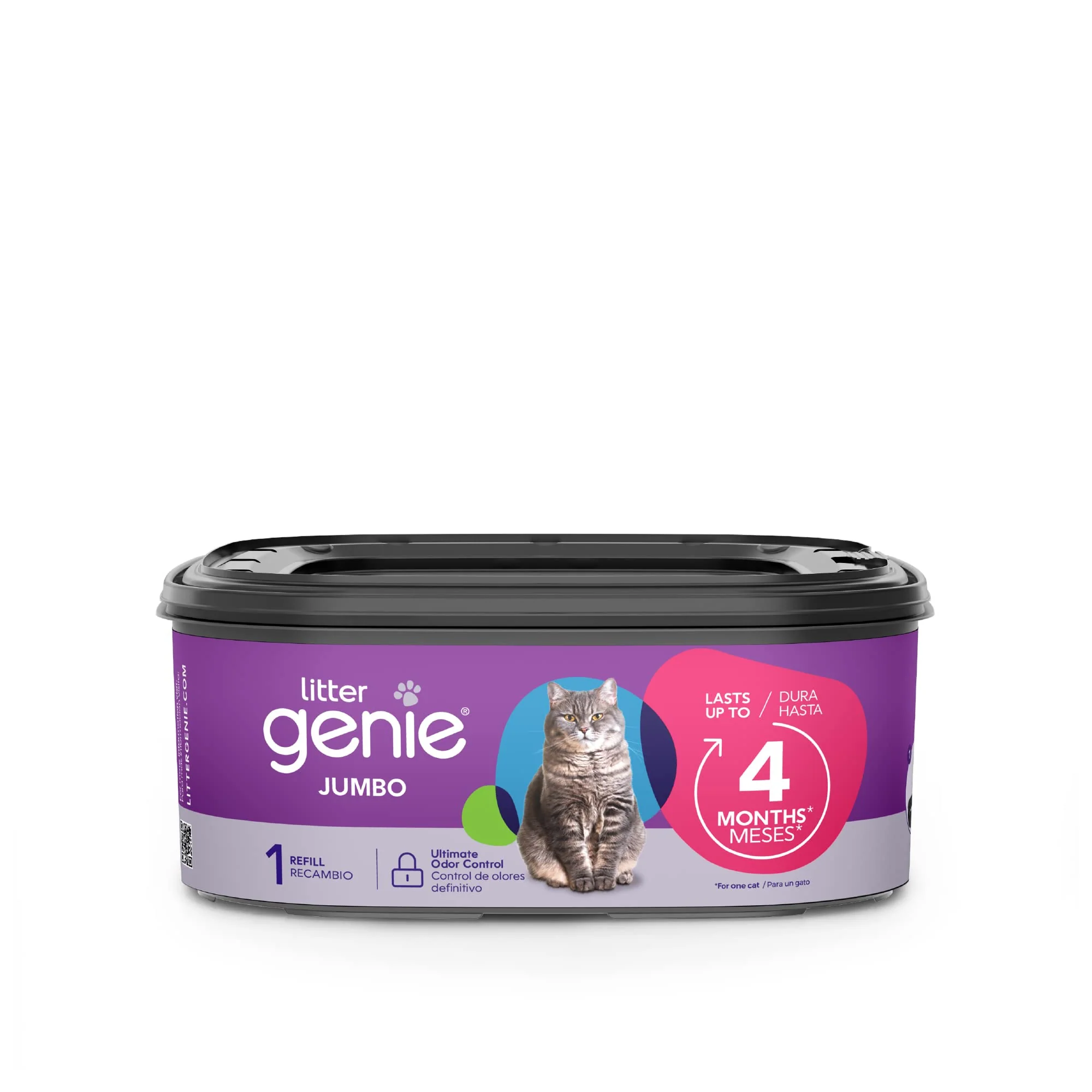 High-End Litter Genie Refill Bags Jumbo 1-Pack 28 total ft Up to 4 Months of Supply in 1 Cartridge Odor Control Cat Litter Bags Convenient
