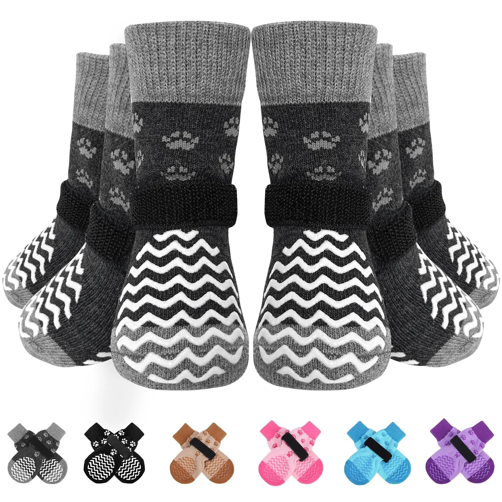 Long-Lasting EXPAWLORER Anti-Slip Dog Socks Winter Boots Paw Protectors for Hardwood Floors Refined