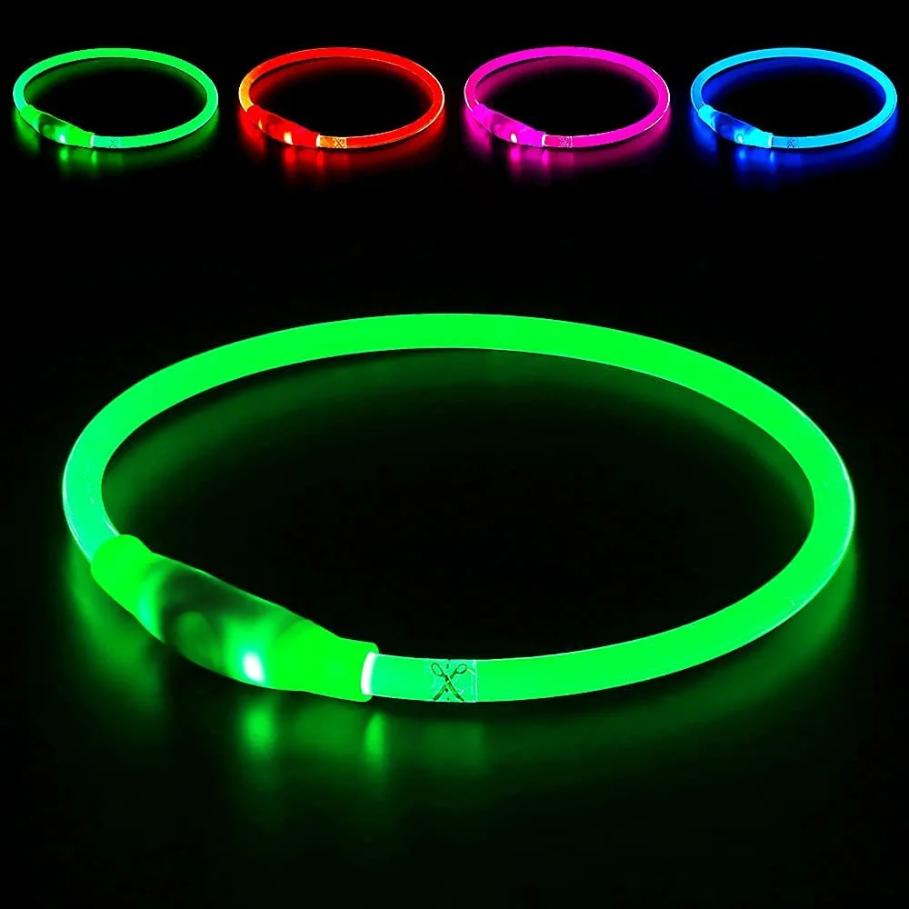 Refined BSEEN LED Dog Collar – USB Rechargeable 360° Visibility Light for Dogs Green Organic
