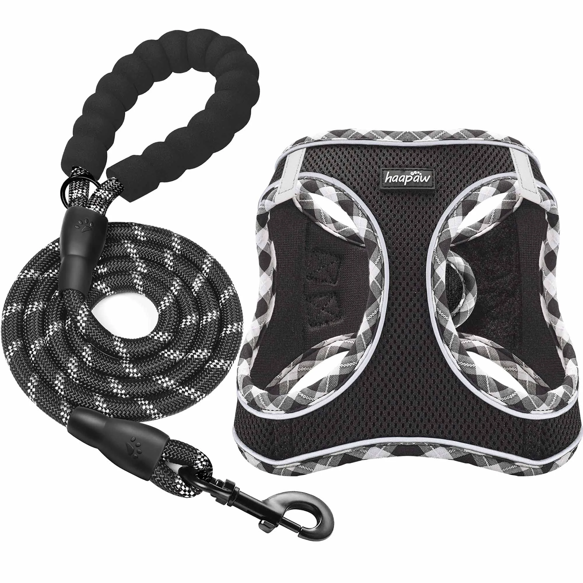 Quality haapaw Dog Harness with Leash Set — No-Pull Reflective Step-In Vest for Extra-Small to Medium Dogs Green