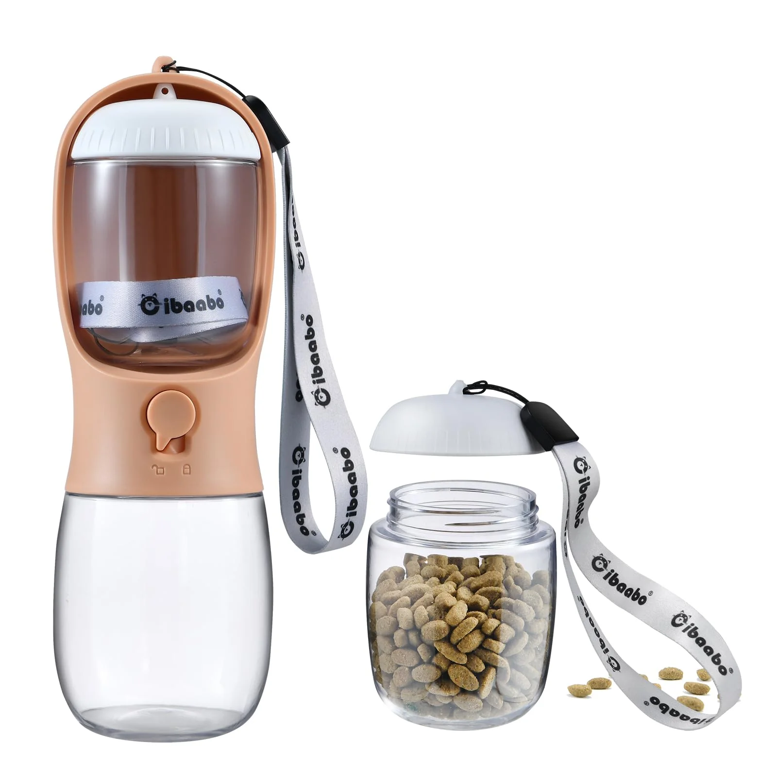 Luxury Cibaabo Dog Water Bottle with Food Container – Portable Pet Dispenser for Walking Hiking Premium Material