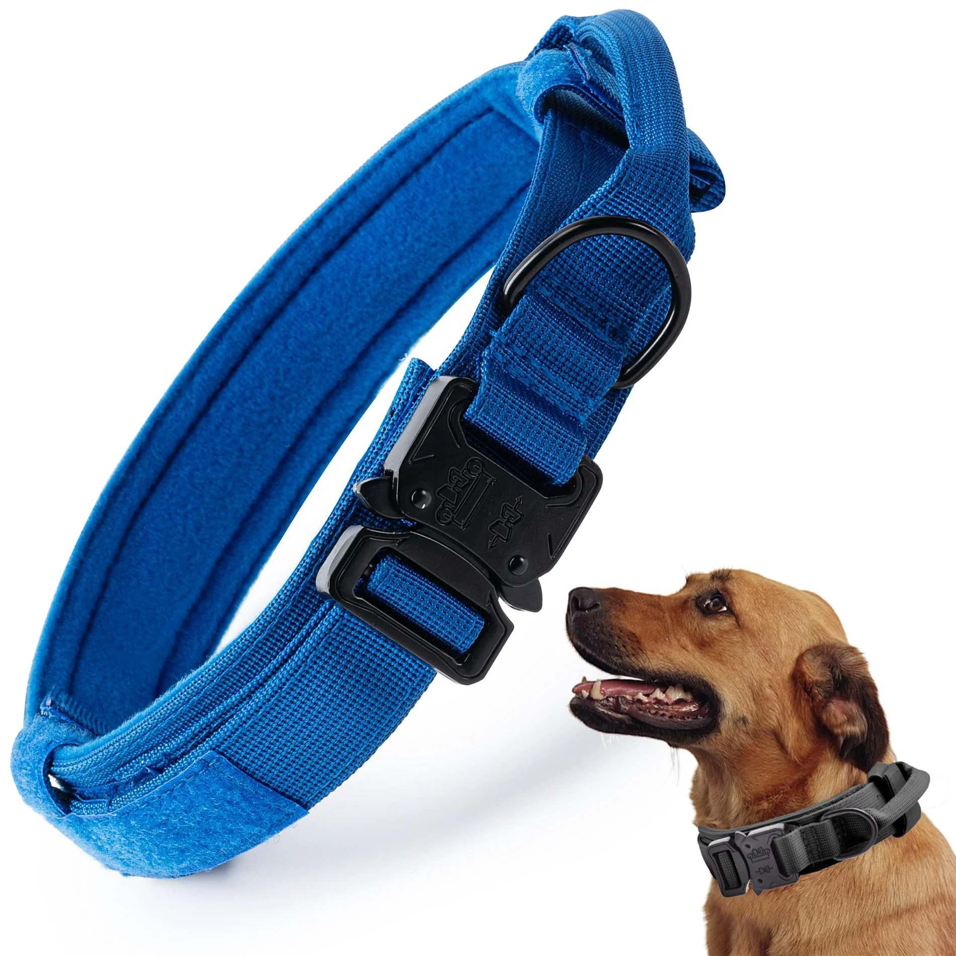 Classic CADONO Tactical Dog Collar with Control Handle – Adjustable Nylon Training Collar Dark Blue XXL Excellent