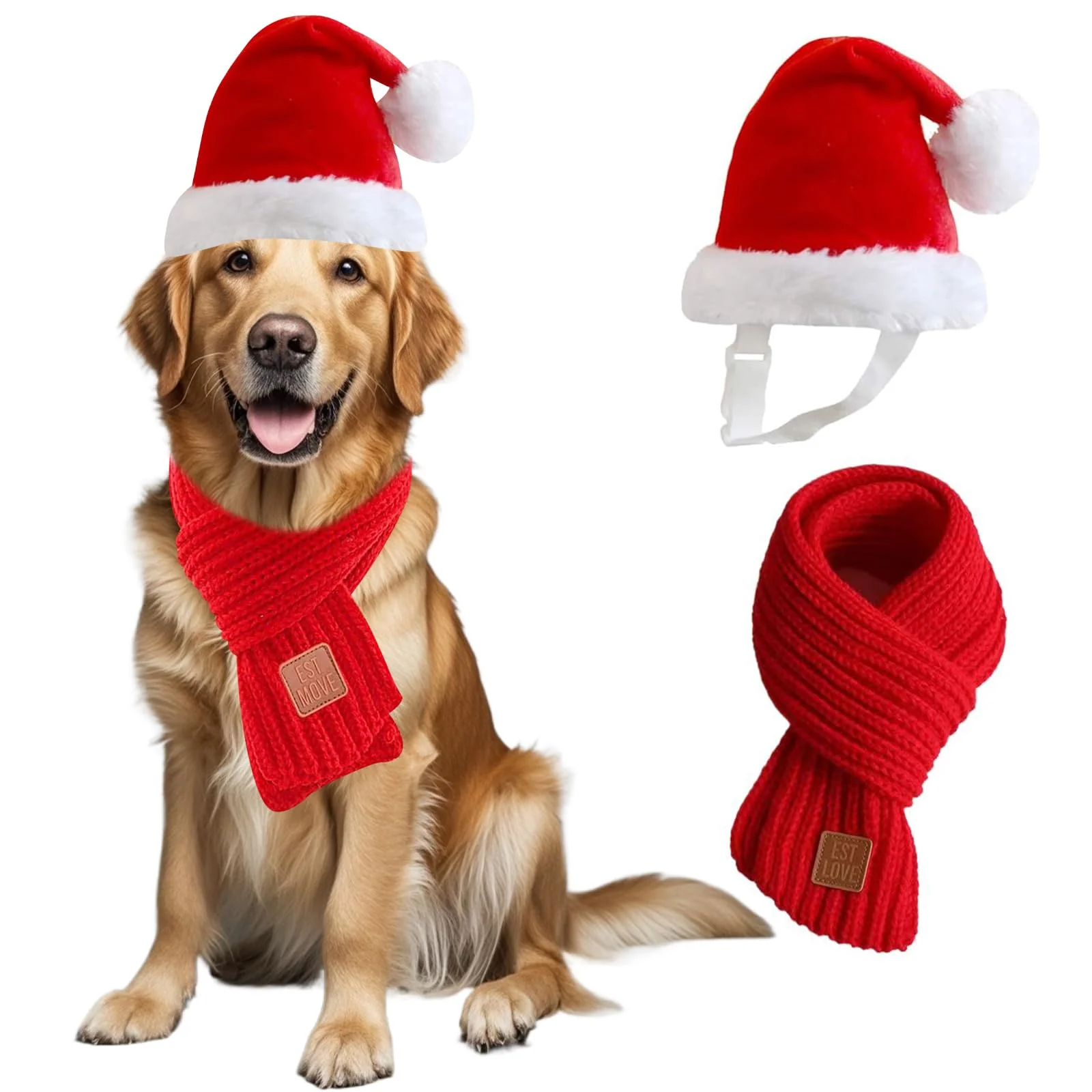 Prestigious Wiz BBQT Santa Hat Scarf Set for Medium-Large Dogs Adjustable Artisan