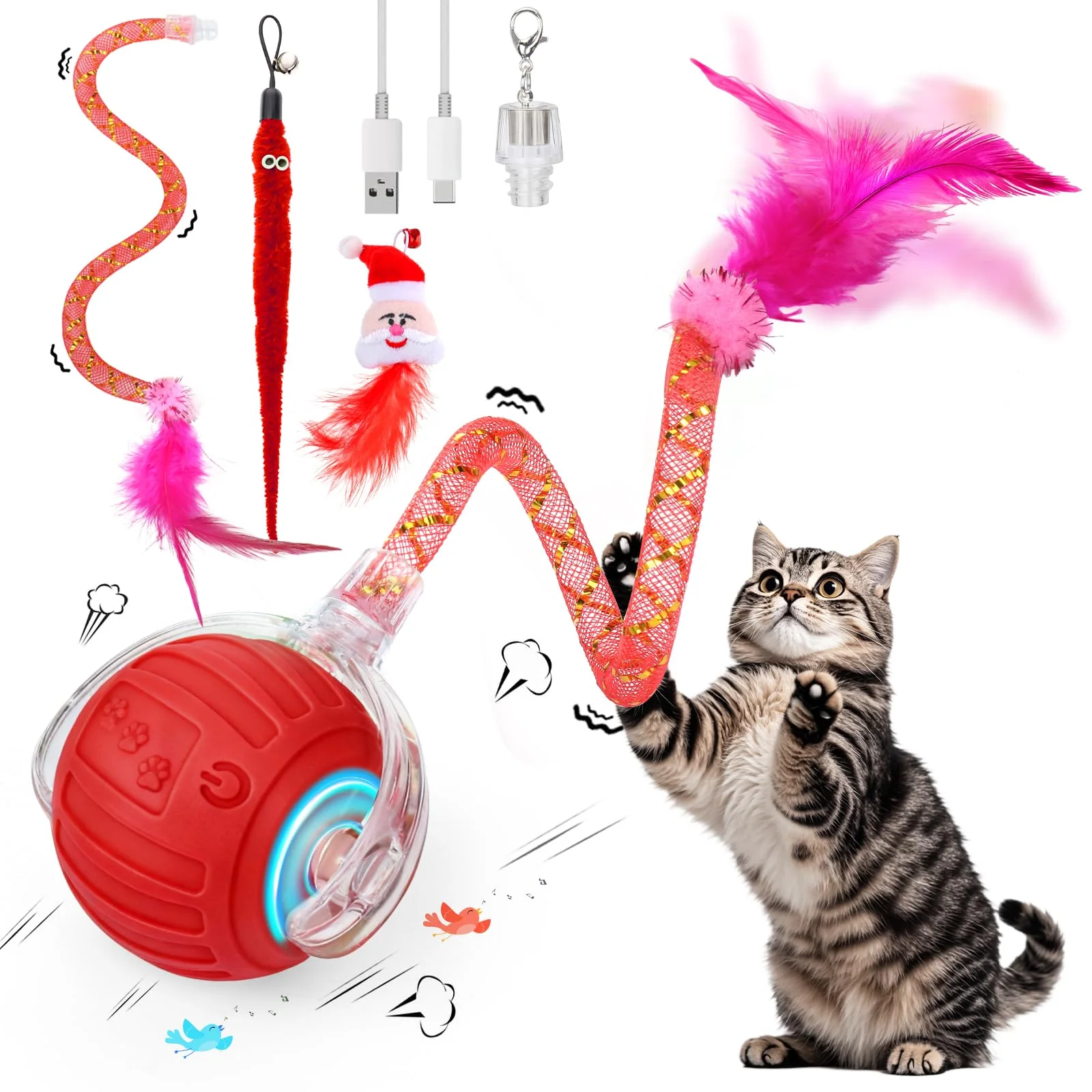 Innovative Mity rain Interactive Cat Toy Ball – Motion-Activated Christmas Toy for Indoor Cats Trendy