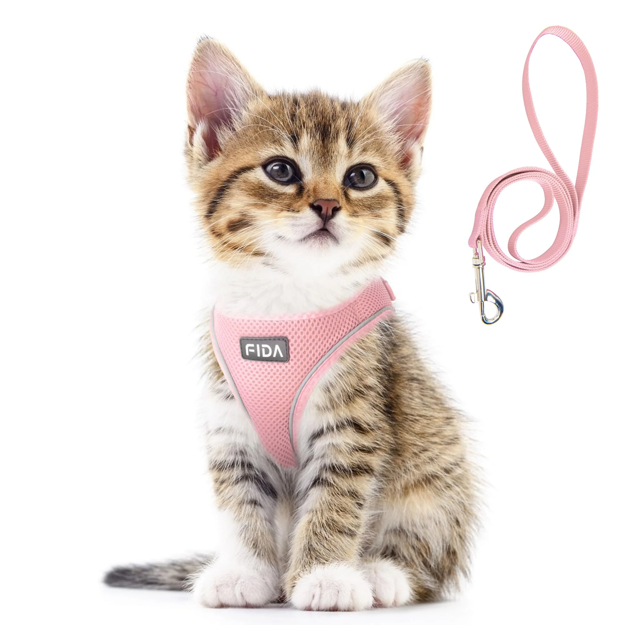 Next-Generation Fida Cat Harness Leash Set – Escape-Proof Breathable Mesh Step-In Design XXXS Pink Premium