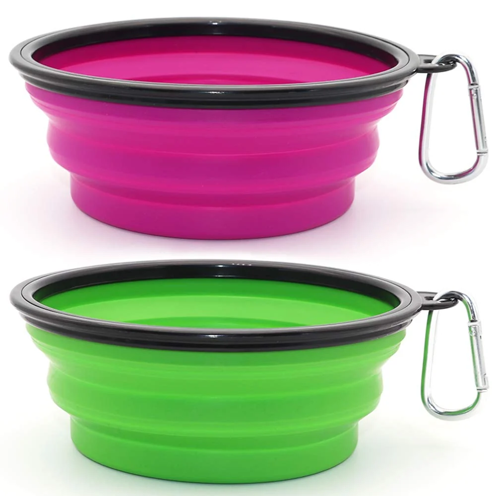 Dependable SLSON Dog Bowl Collapsible 2 Pack – Travel Water Food Bowls for Cats Dogs Green Purple Selected