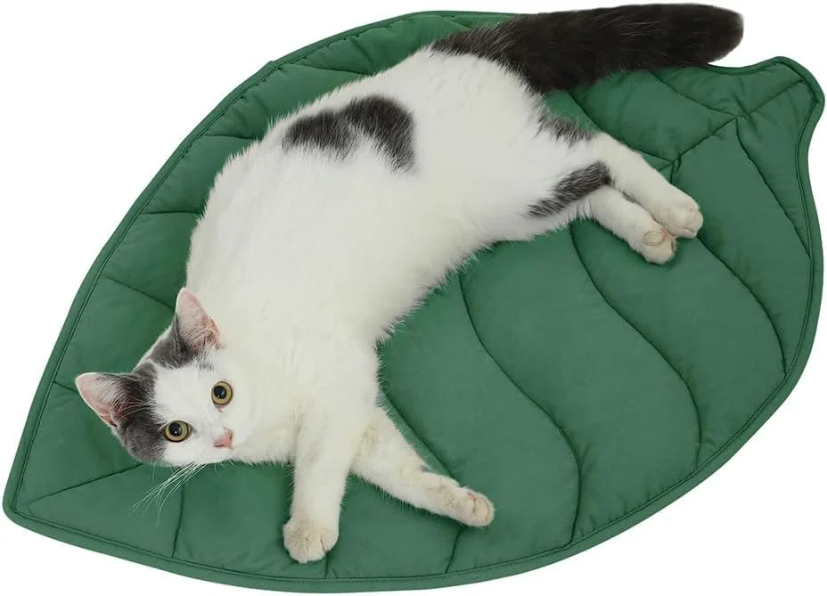 High-Performance Letalong 30×20 Leaf Shaped Cotton Cat Bed Pad — Warming Mat for Indoor Feral Cats Smart
