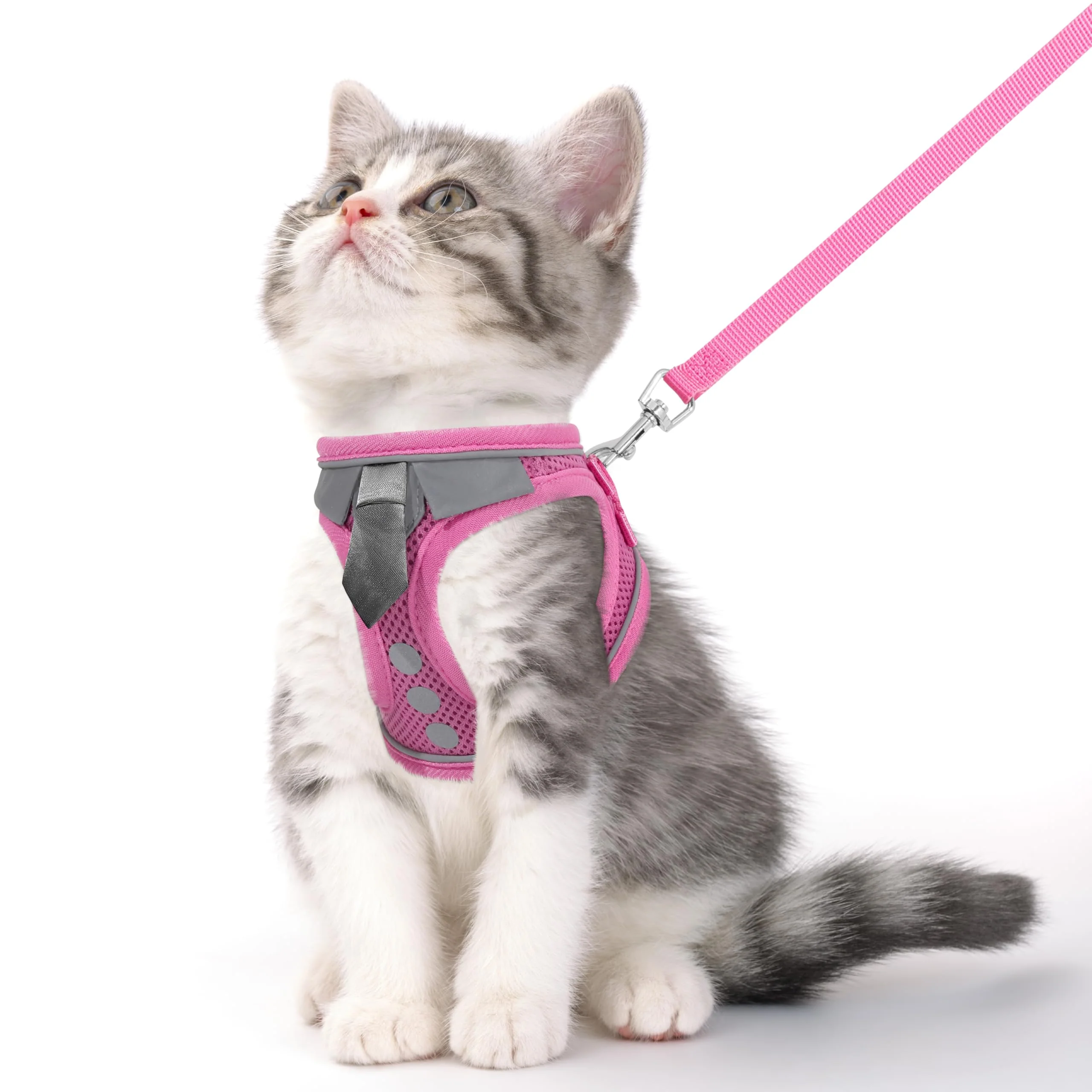 Exclusive NCMAMA Cat Harness and Leash Set – Escape-Proof Kitten Harness Breathable Mesh Reflective Strips Pink S Effective