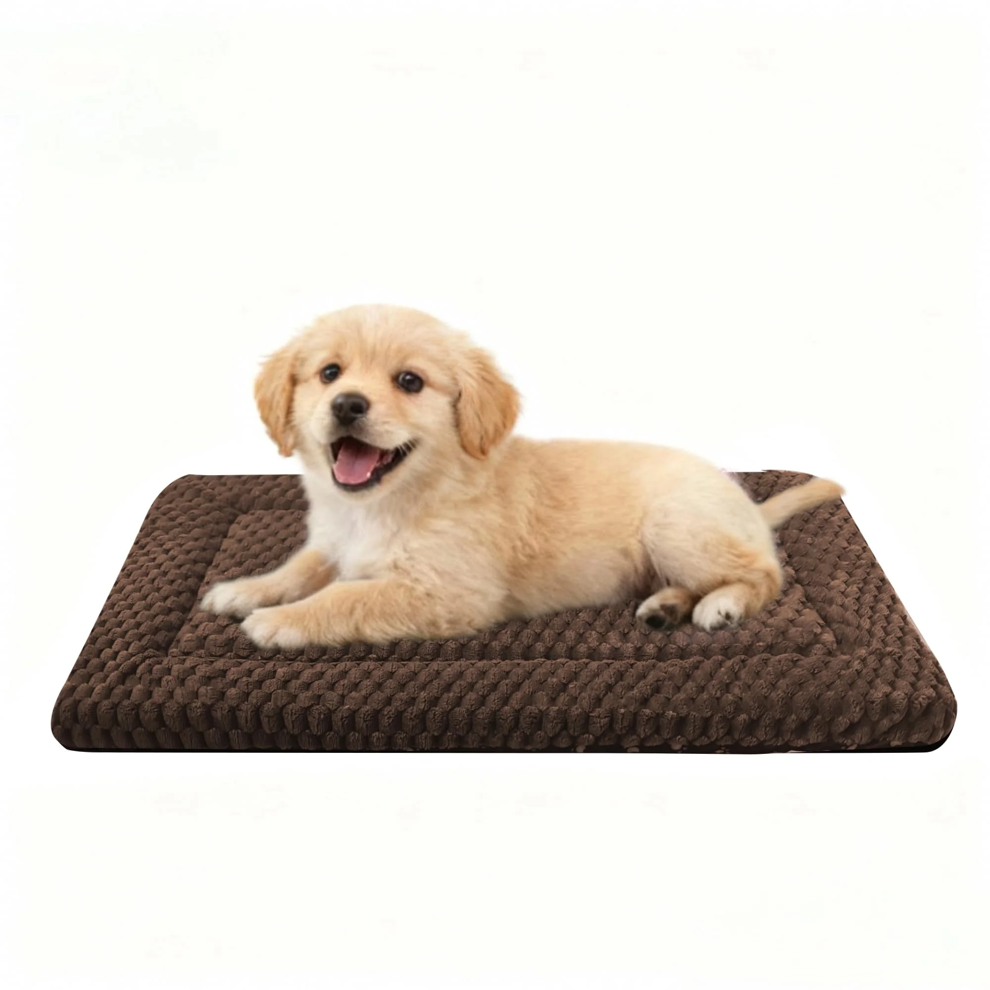 Stylish Pobopobo Dog Bed Crate Mat – Reversible Plush Canvas Washable Anti-Slip S 24x18x1.5 Dark Brown Breathable