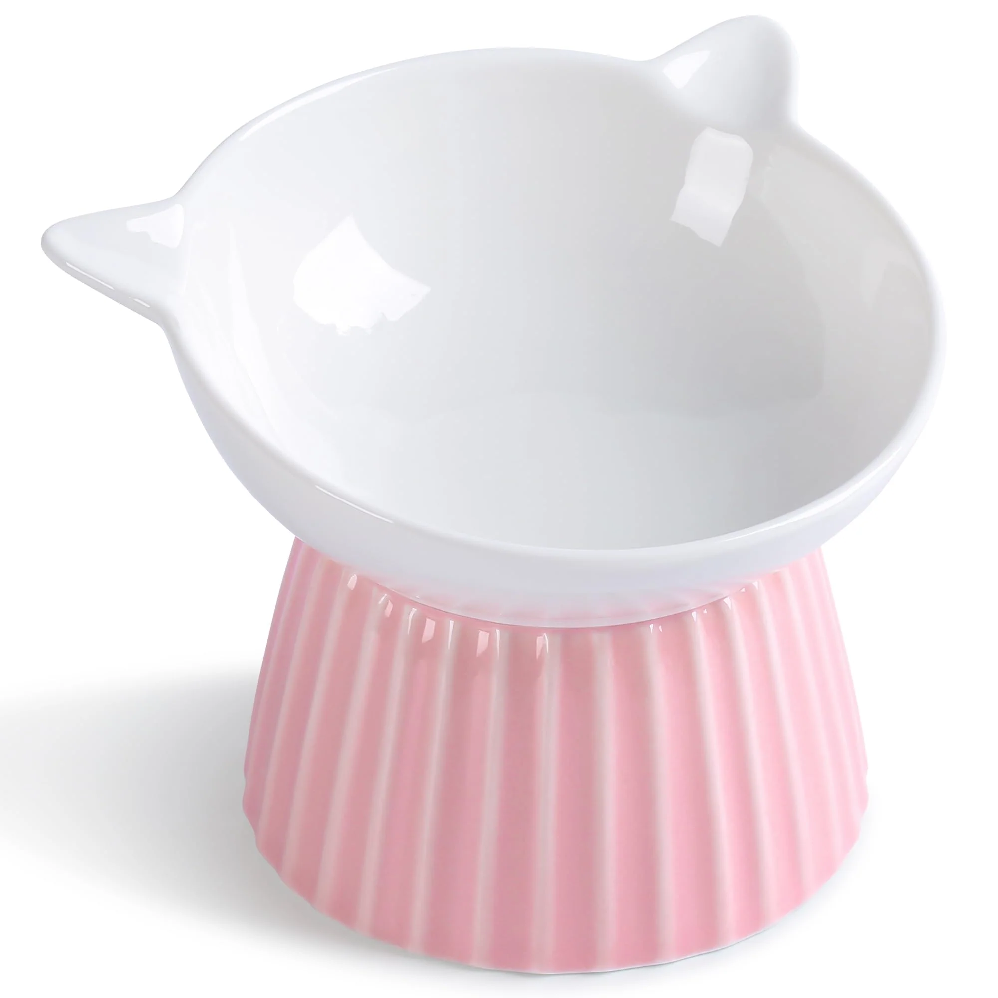 Professional Wellbro Ceramic Raised Cat Bowl – Tilted d Feeder Whisker-Friendly Anti-Vomit Blue Next-Generation