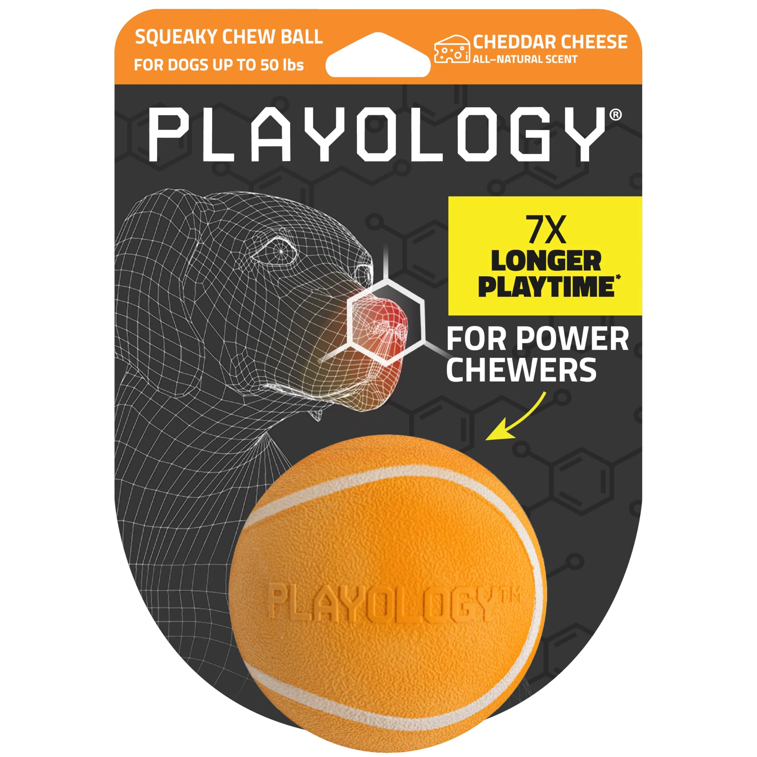 Soft Playology Dog Toys Squeaky Chew Ball – Cheddar-Scented Floating Durable Non-Toxic Easy to Clean Medium Optimized