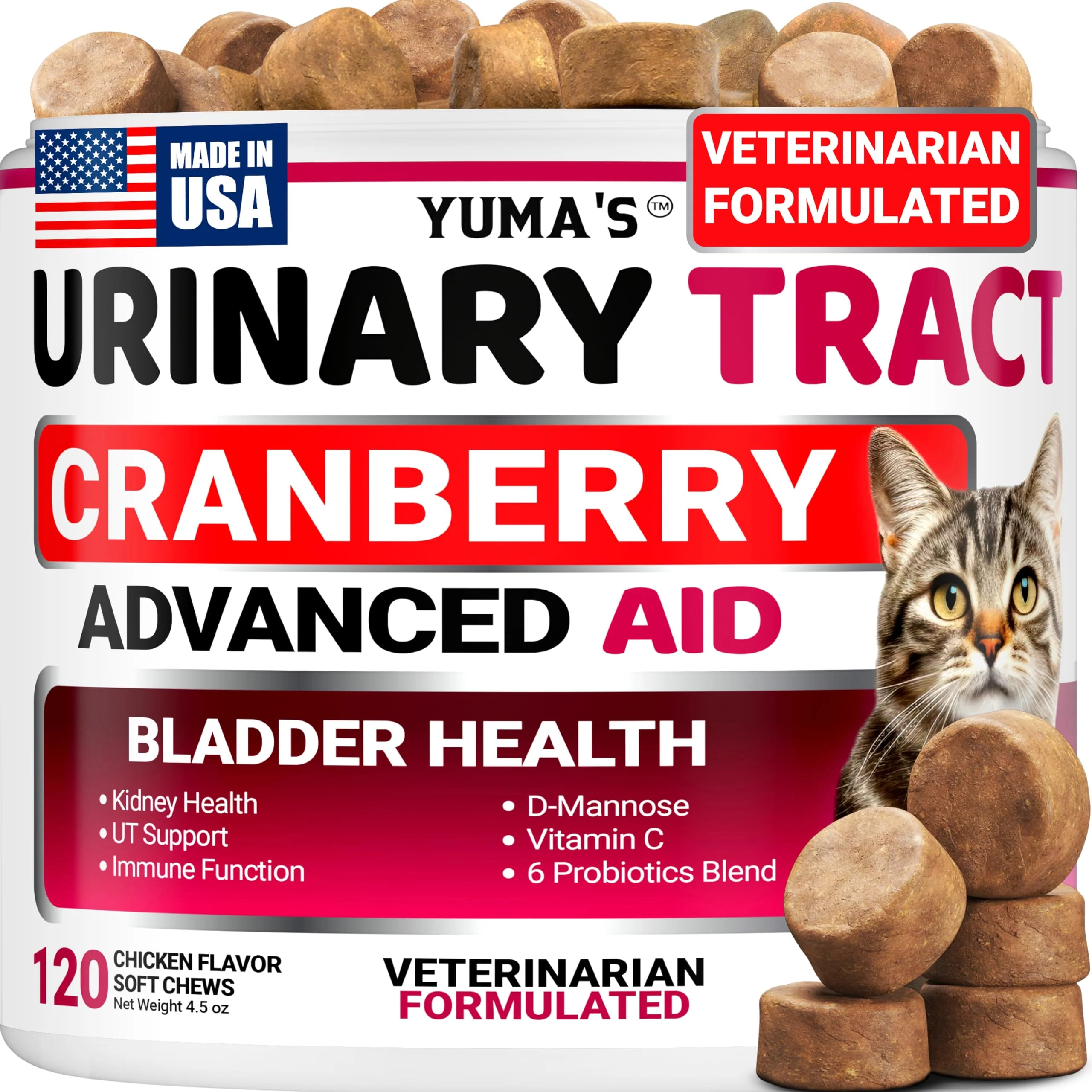 Top-Quality YUMA’S Cat UTI Chews – Cranberry D-Mannose for Bladder Urinary Support USA-Made Fine Crafted
