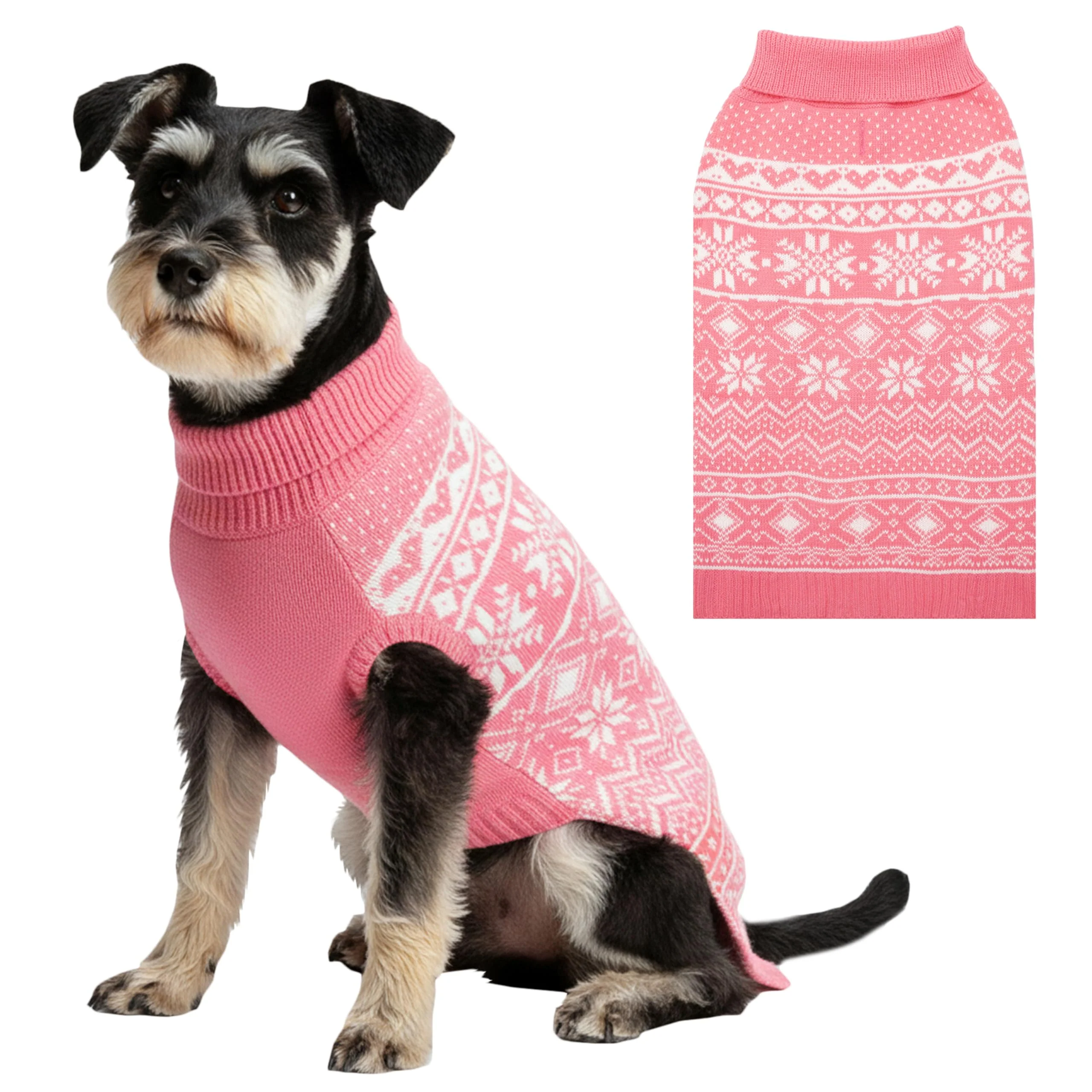 Soft ABFEKIEA Dog Sweater Winter Snowflake Knitwear for Small to XL Dogs – Cozy Turtleneck Pullover Reusable