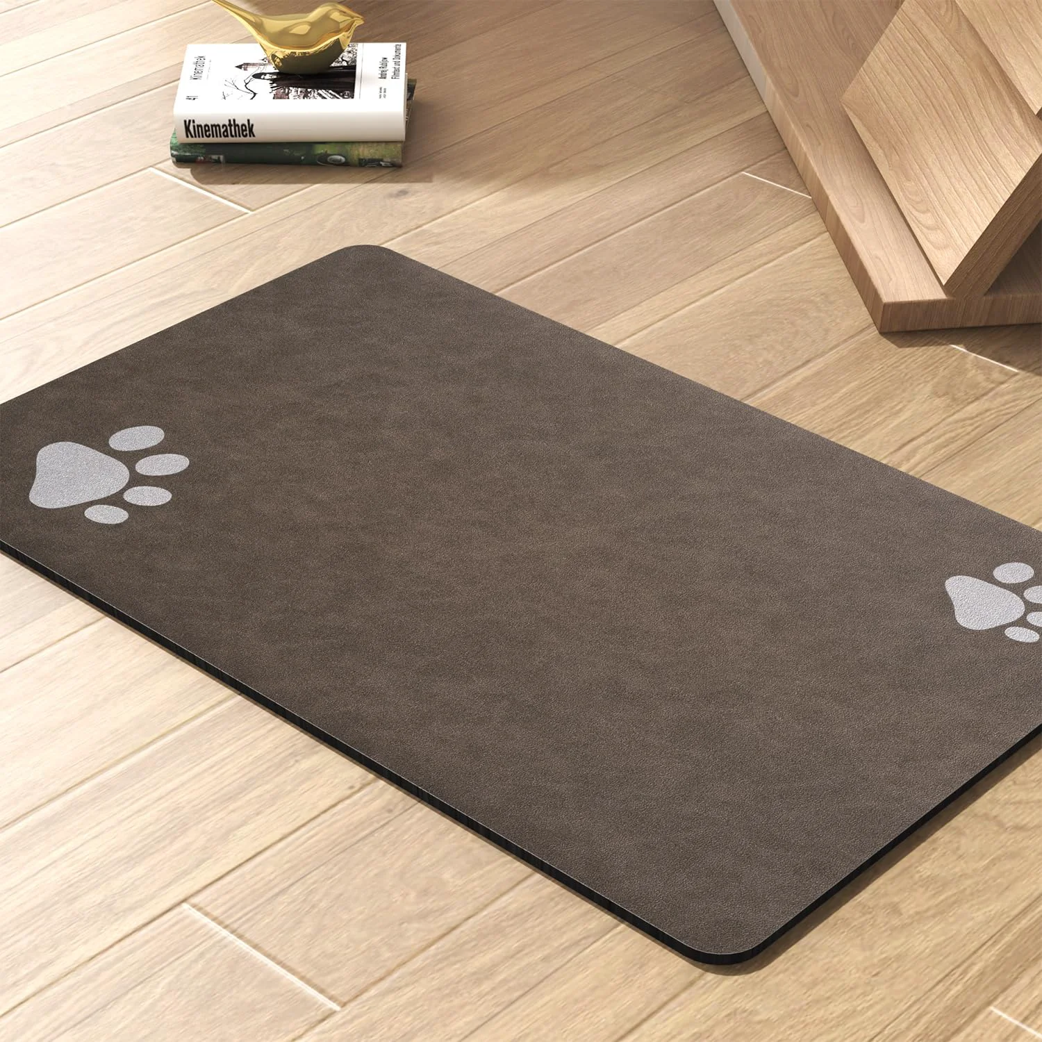 Safe PADOOR Pet Feeding Mat – Absorbent Quick-Dry Non-Slip for Food Water Bowls Brown 12×19 High-Performance