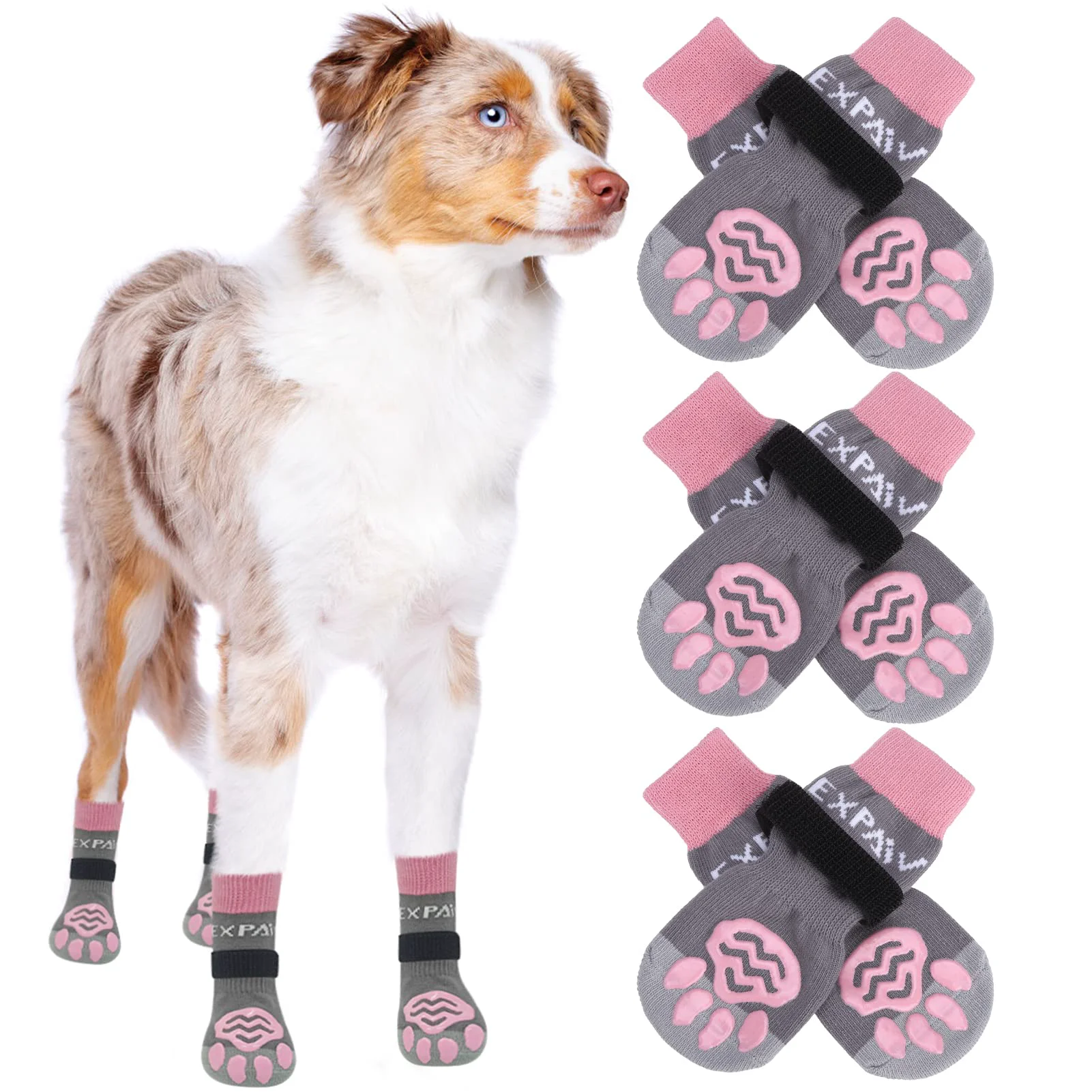 World-Class EXPAWLORER 6PCS Anti-Slip Dog Socks – Paw Protection Traction on Floors Proven