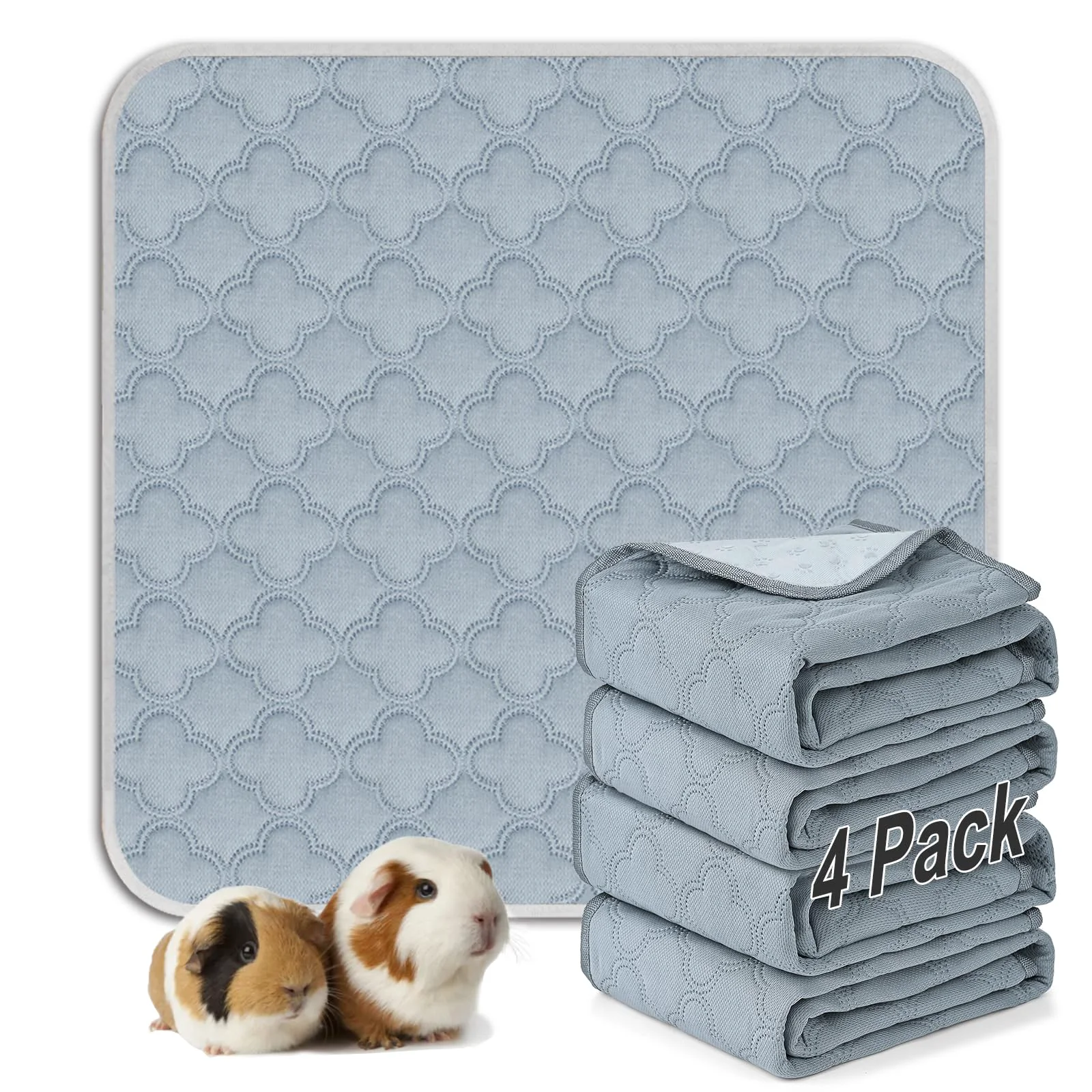 Natural FunFurry Washable Guinea Pig Cage Liner – 4 Pack Reusable Pee Pads Waterproof Small Animal Bedding 12×12 Light Grey Top-Quality