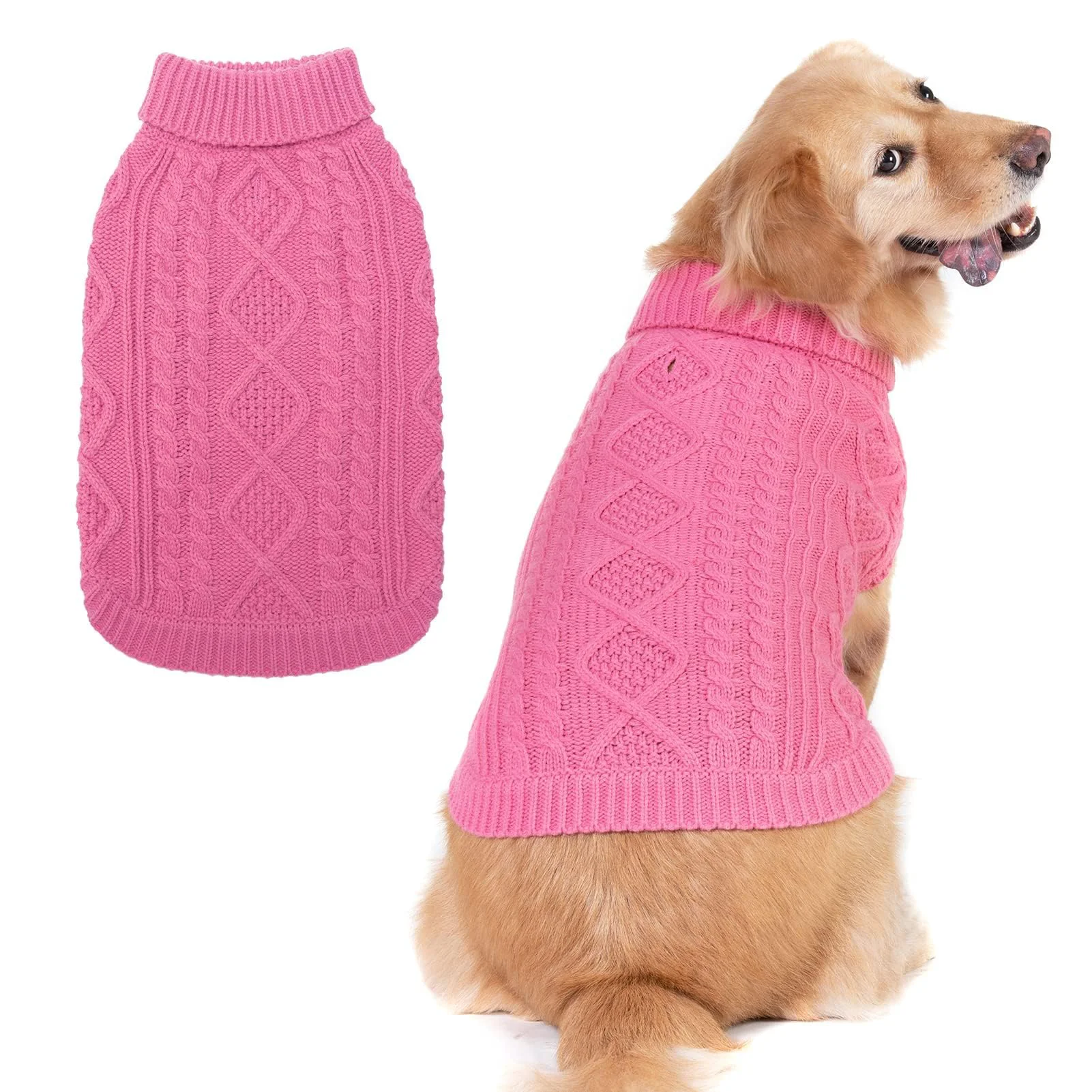 Verified BINGPET Thermal Knitted Dog Sweater — Cozy Cable Knit Turtleneck Coat for All Sizes Specialty