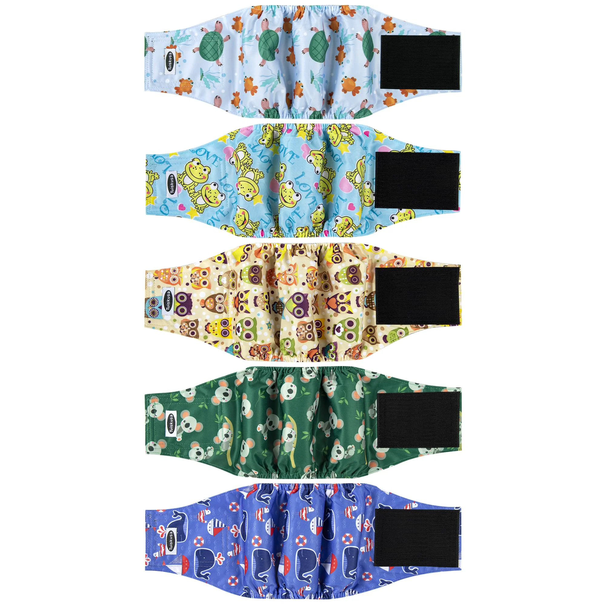 Sophisticated Tuiskusa Male Dog Diapers – High Absorbency Belly Bands 5 Pack Solid