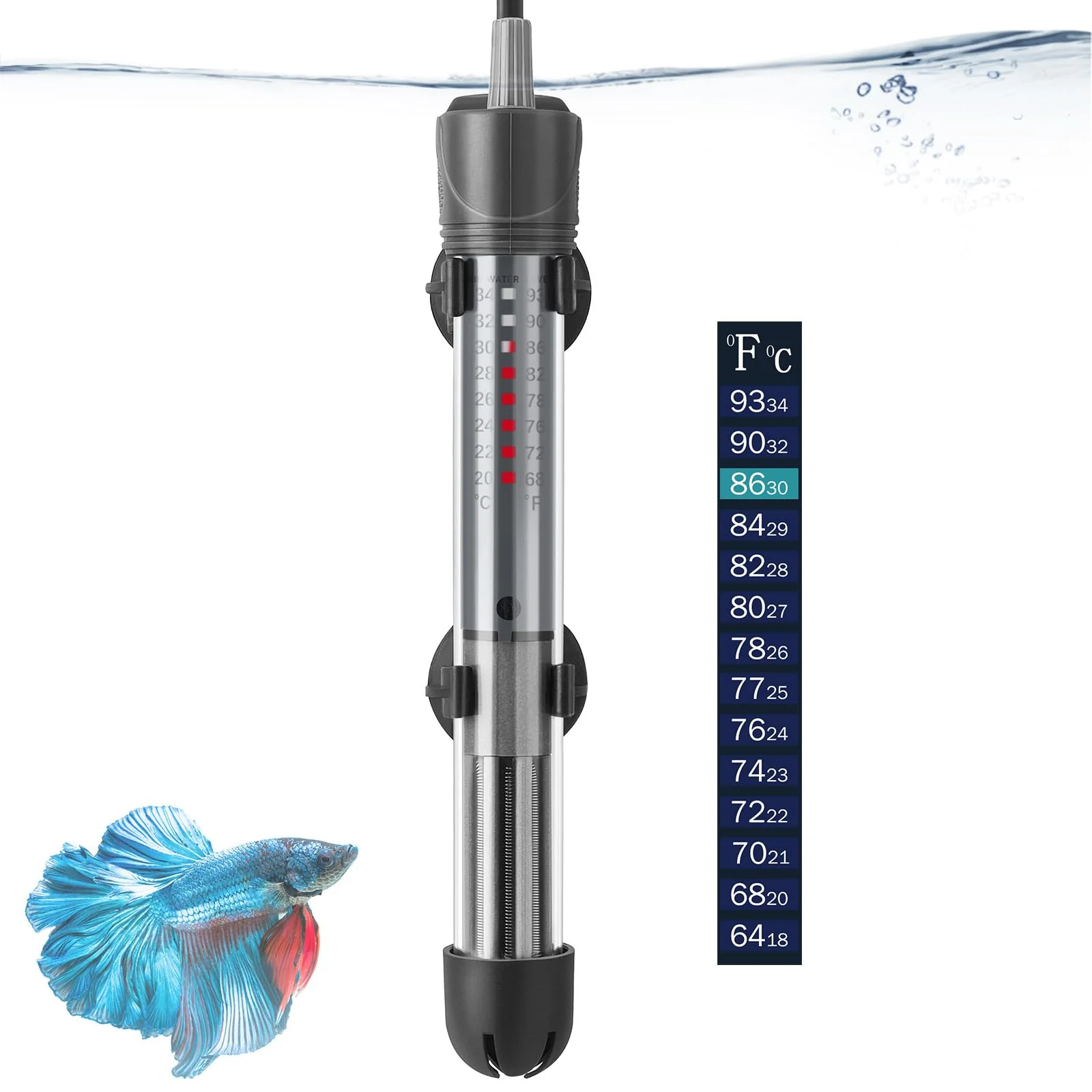 Professional HITOP 50W Adjustable Aquarium Heater – Submersible Thermostat with Suction Cups for Small Tanks Prestigious