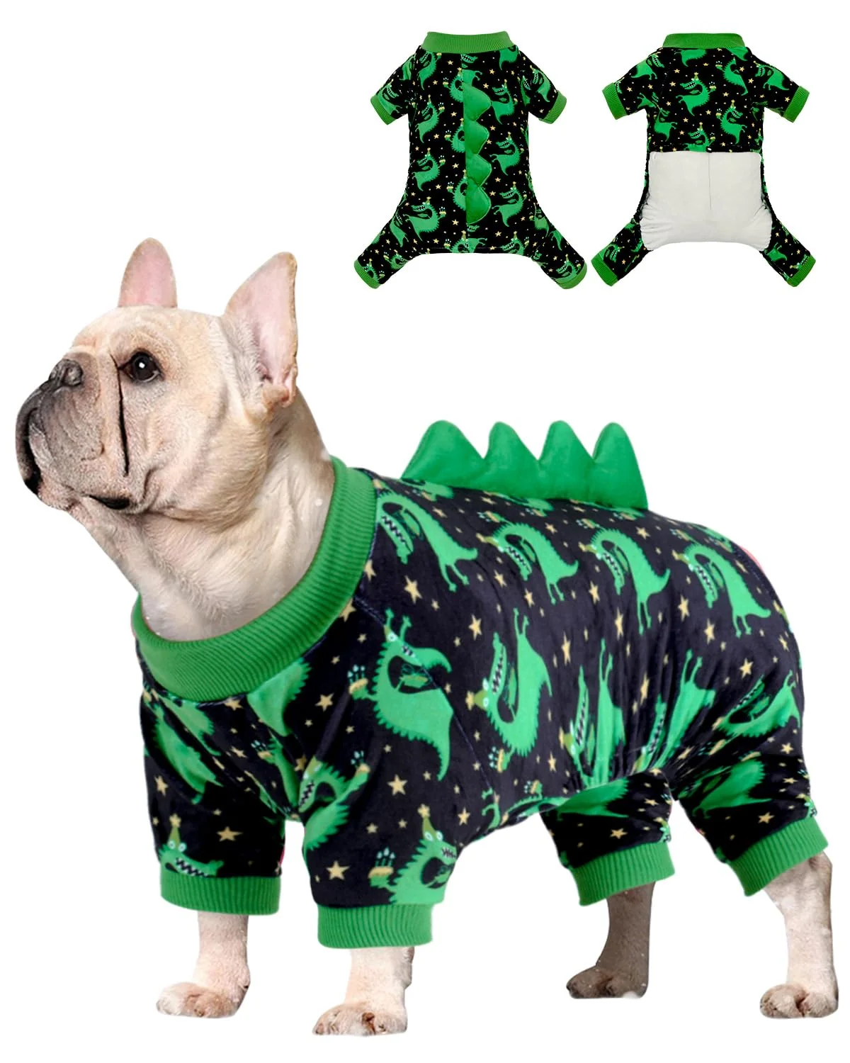 Durable CuteBone Dinosaur Dog Pajamas for Small Dogs – Soft Spandex Crystal Velvet Sleepwear COSP14XS Sustainable